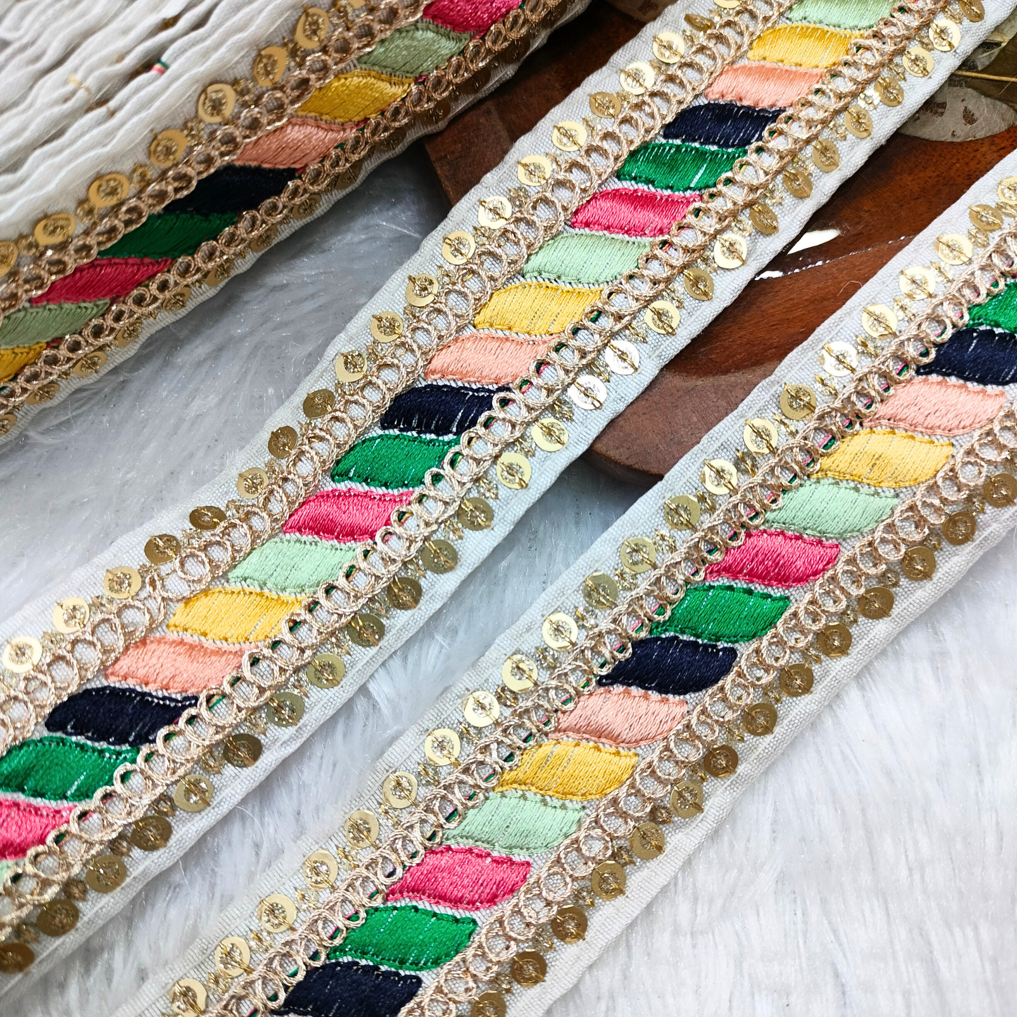 Multicolor Embroidery Work Lace