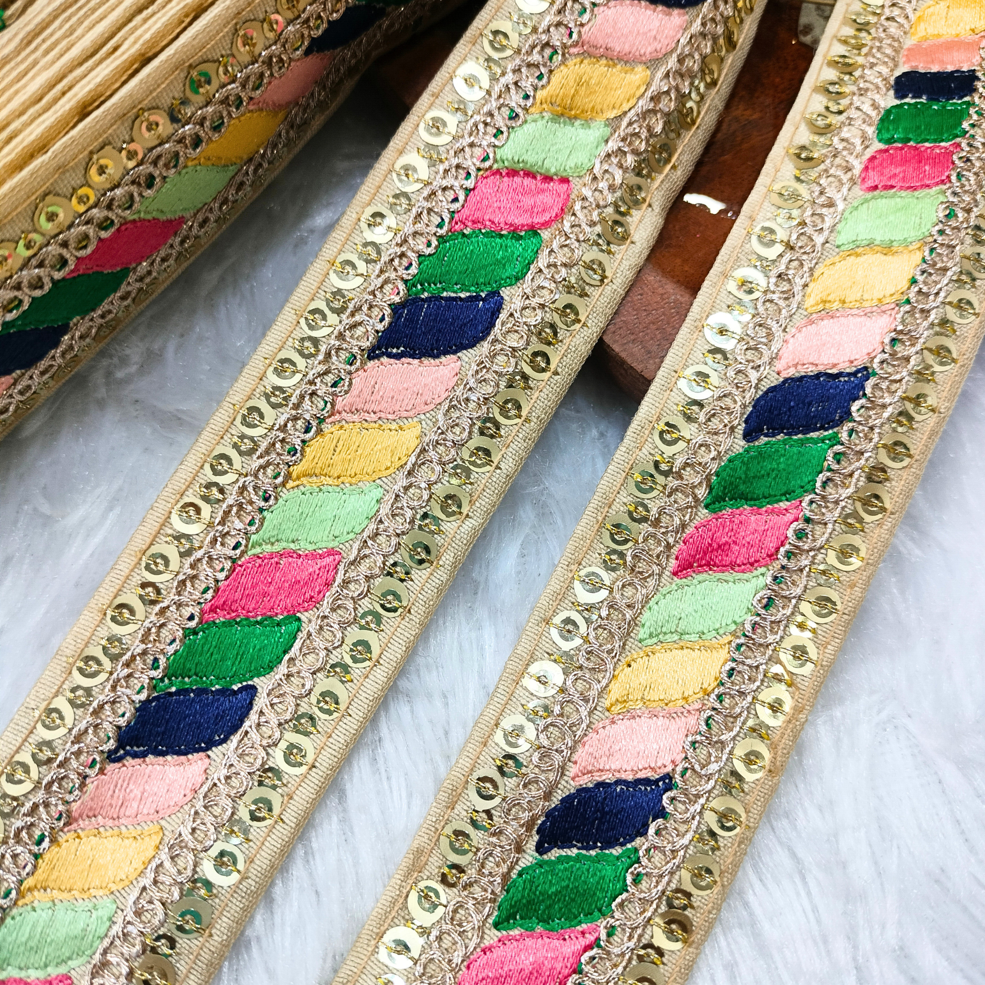 Multicolor Embroidery Work Lace