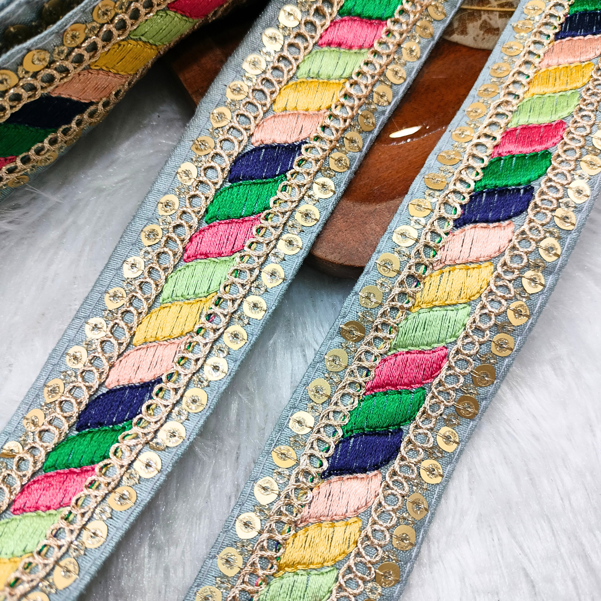 Multicolor Embroidery Work Lace