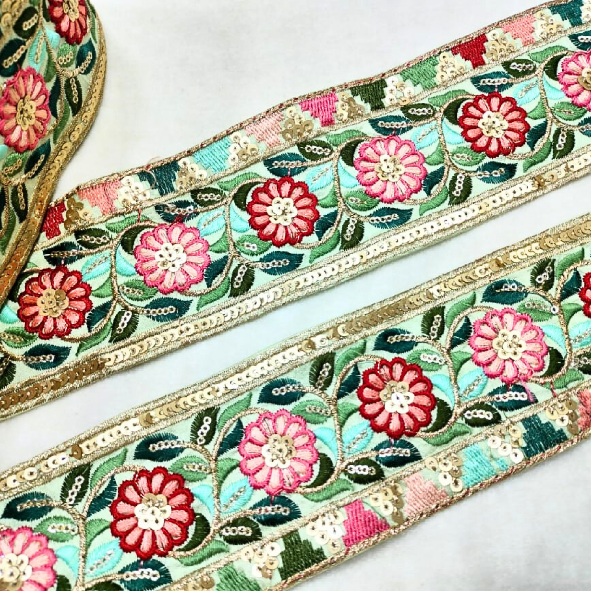 Vibrant Multicolor Embroidery Trim