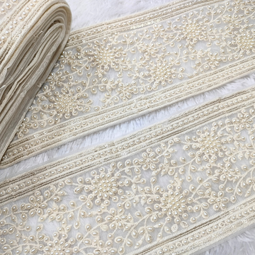White Pearl Embellished Trim