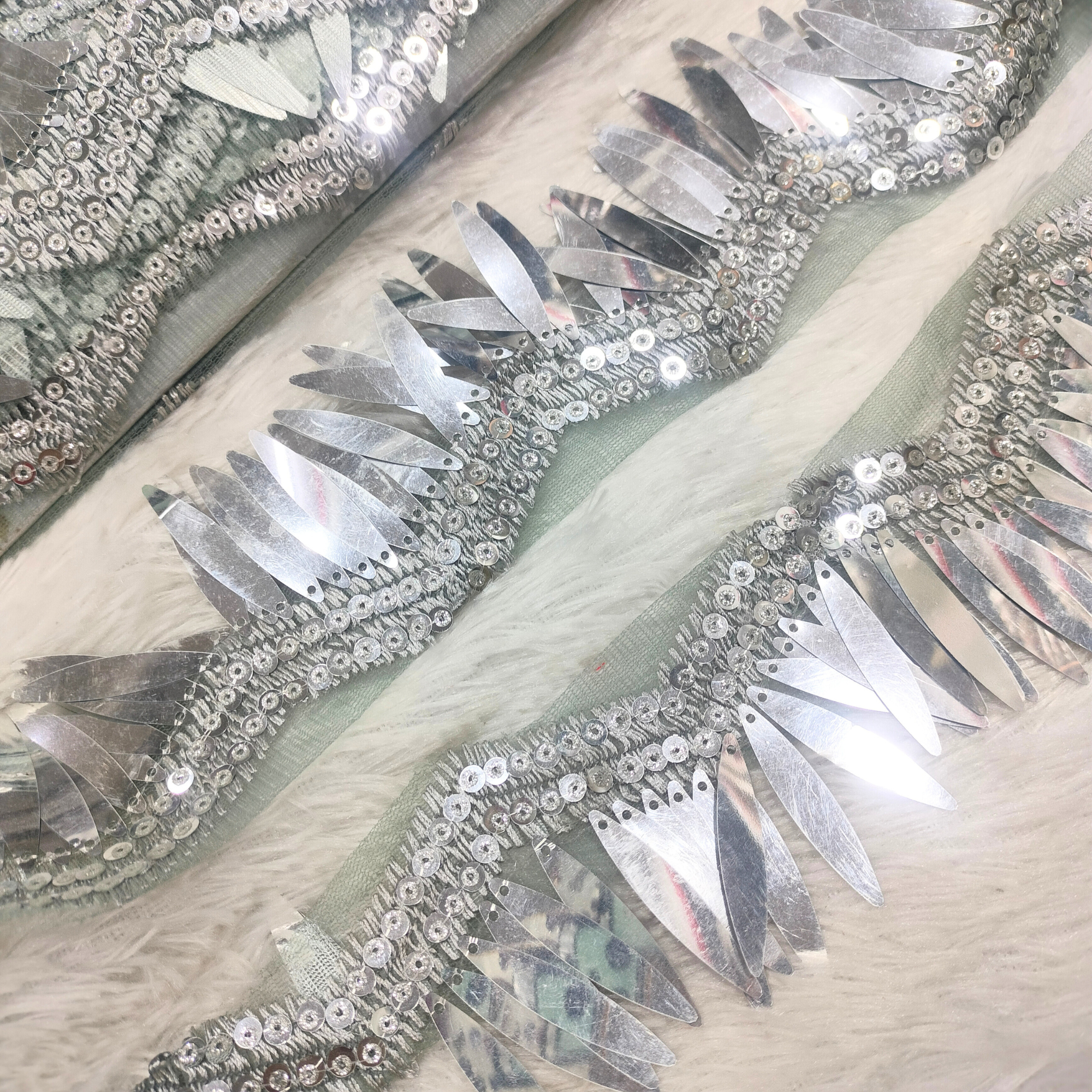 Sequin Feather Trim