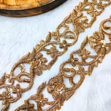 Dark Gold Handcrafted Zardozi Trim