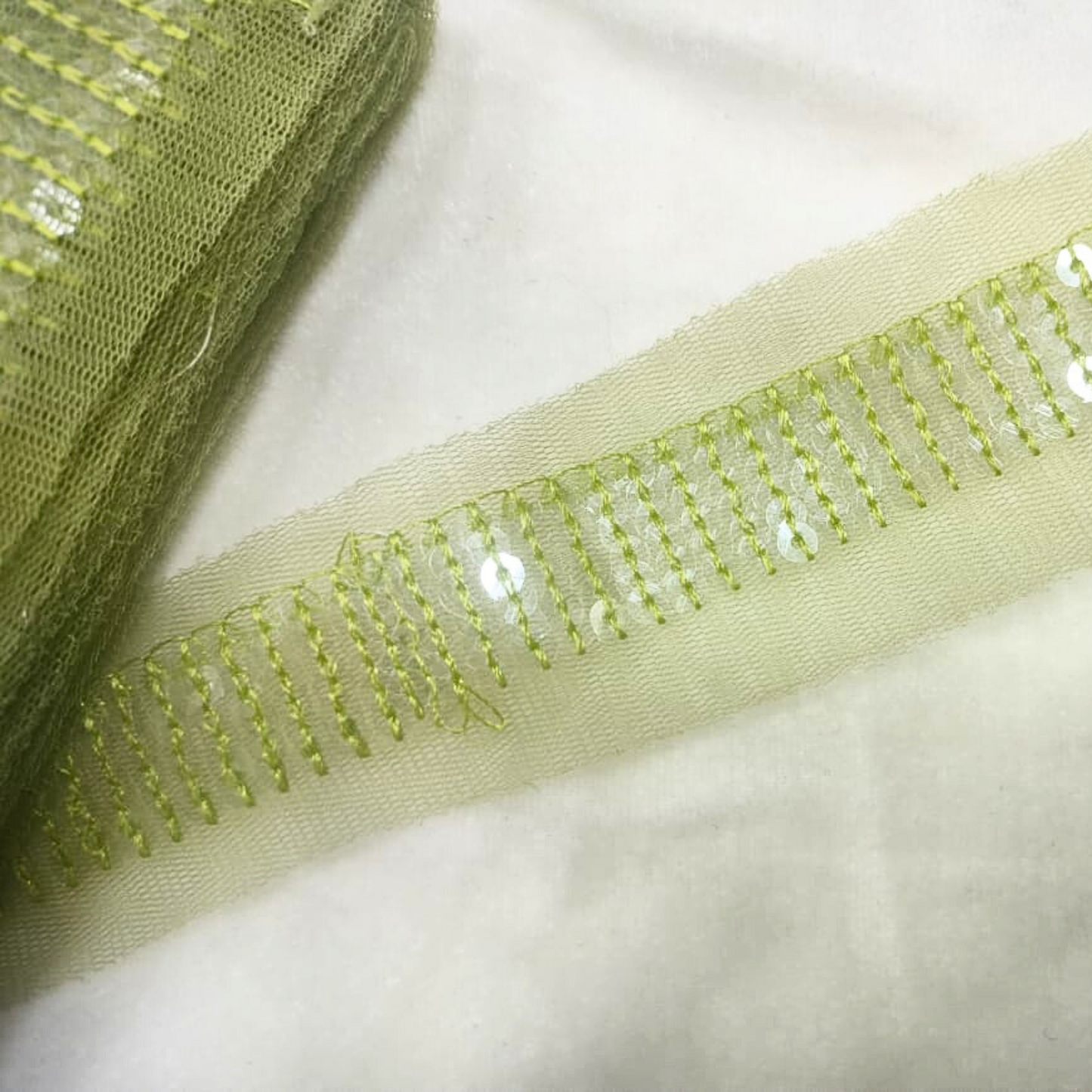 Green Fancy Sequin Work Trim