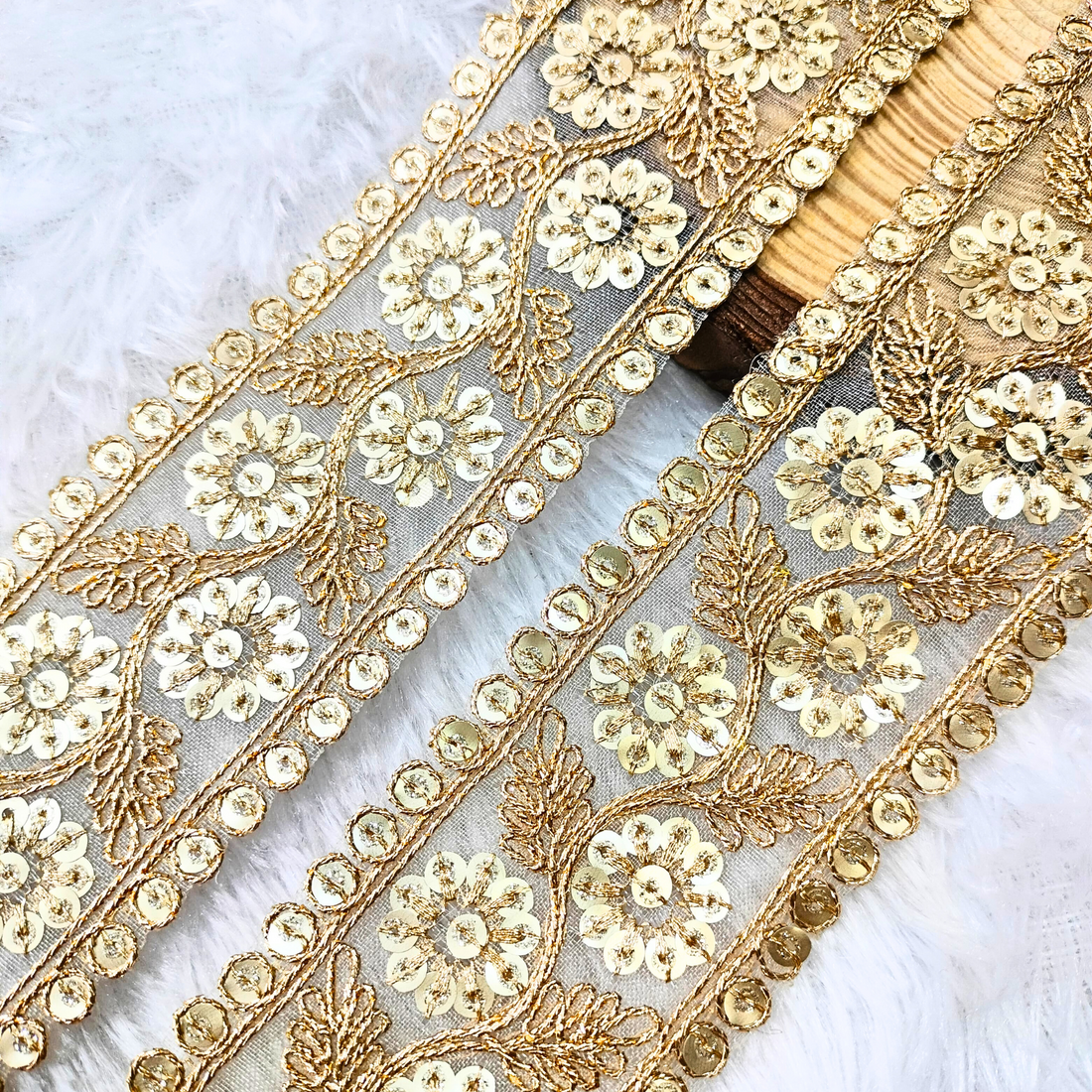 Golden Sequin Zari Lace Border