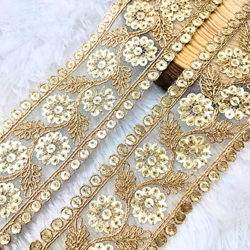 Golden Sequin Zari Lace Border
