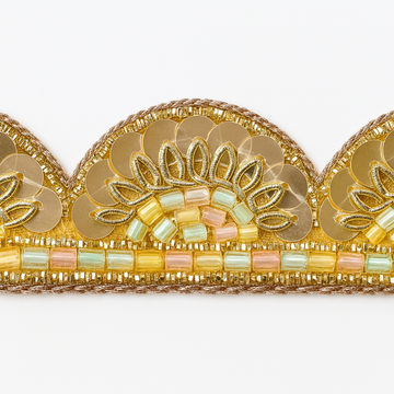 Golden Sunburst Zardozi Lace
