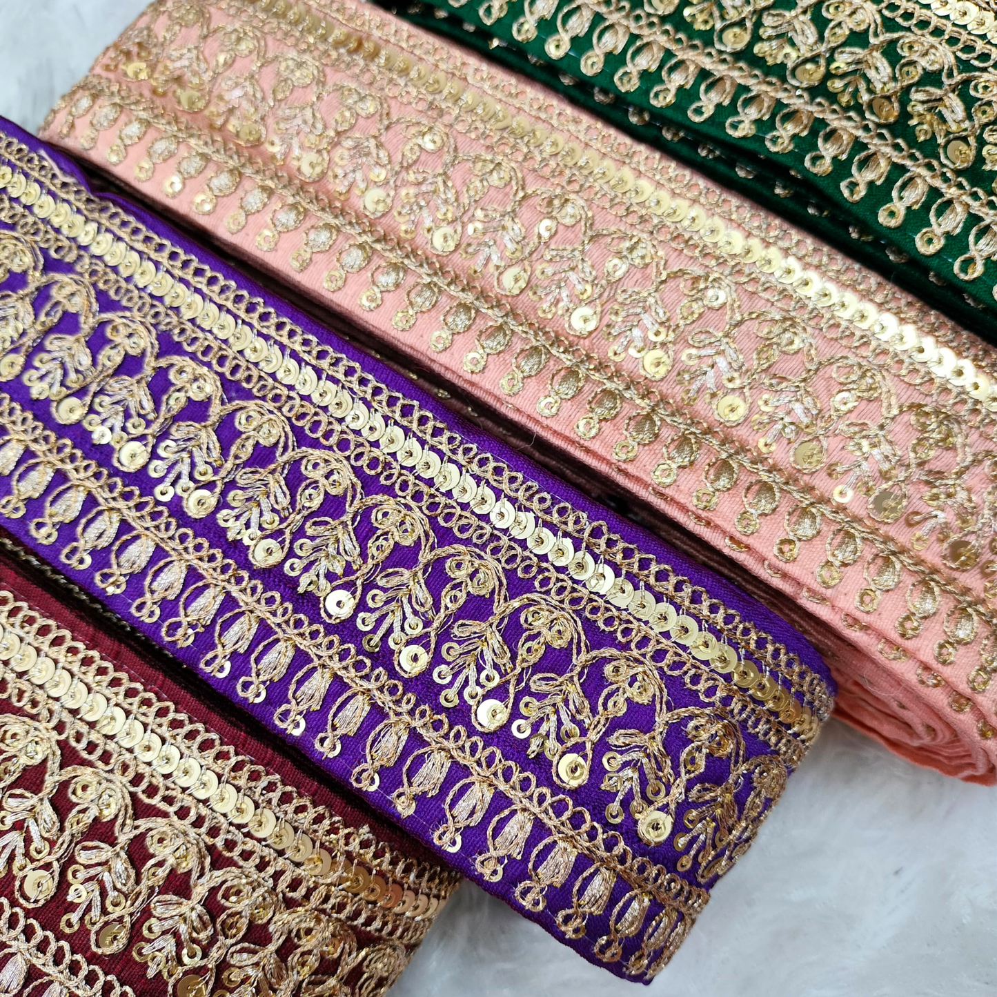Beige Embellished Fancy Zari Trim