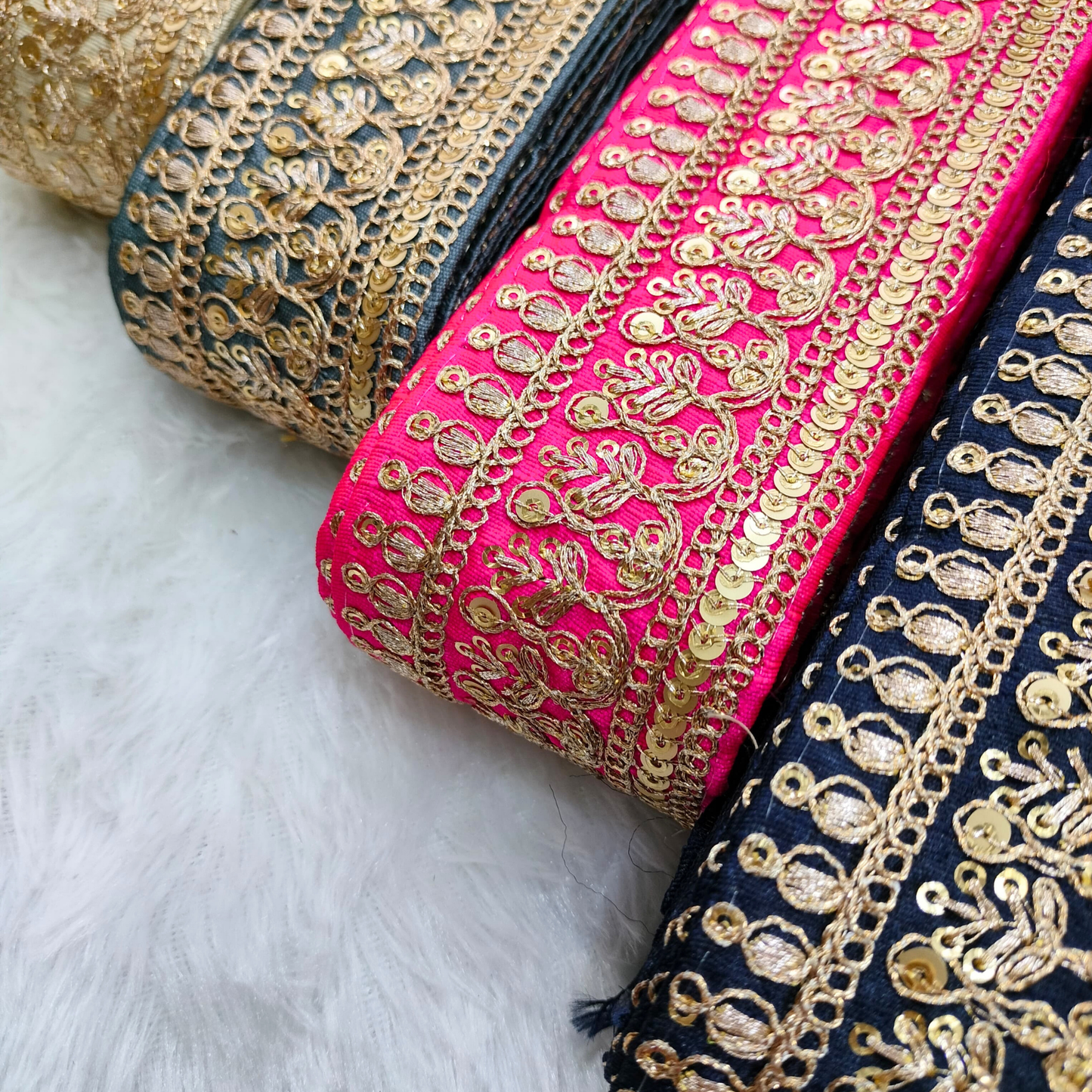 Black Fancy Zari Embellished Trim
