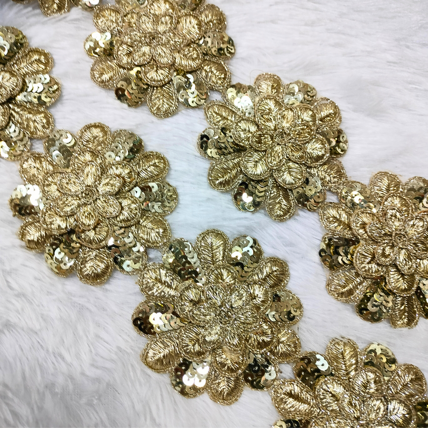 Light Gold Floral Zari Fancy Lace