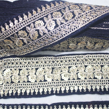 Navy Blue Fancy Zari Trim