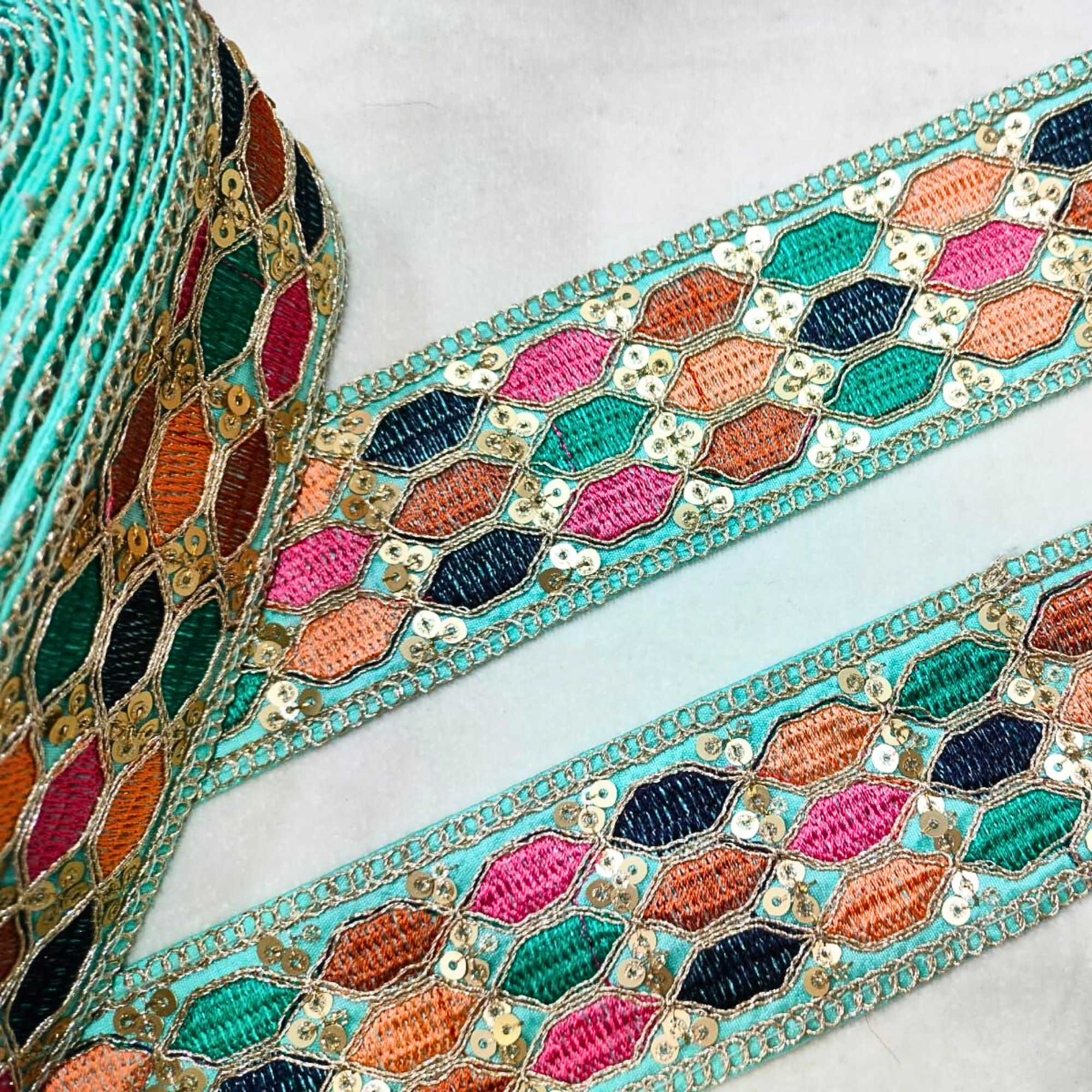 Multicolor Embroidery Work Lace