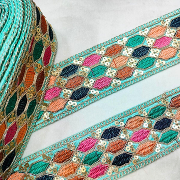 Multicolor Embroidery Work Lace