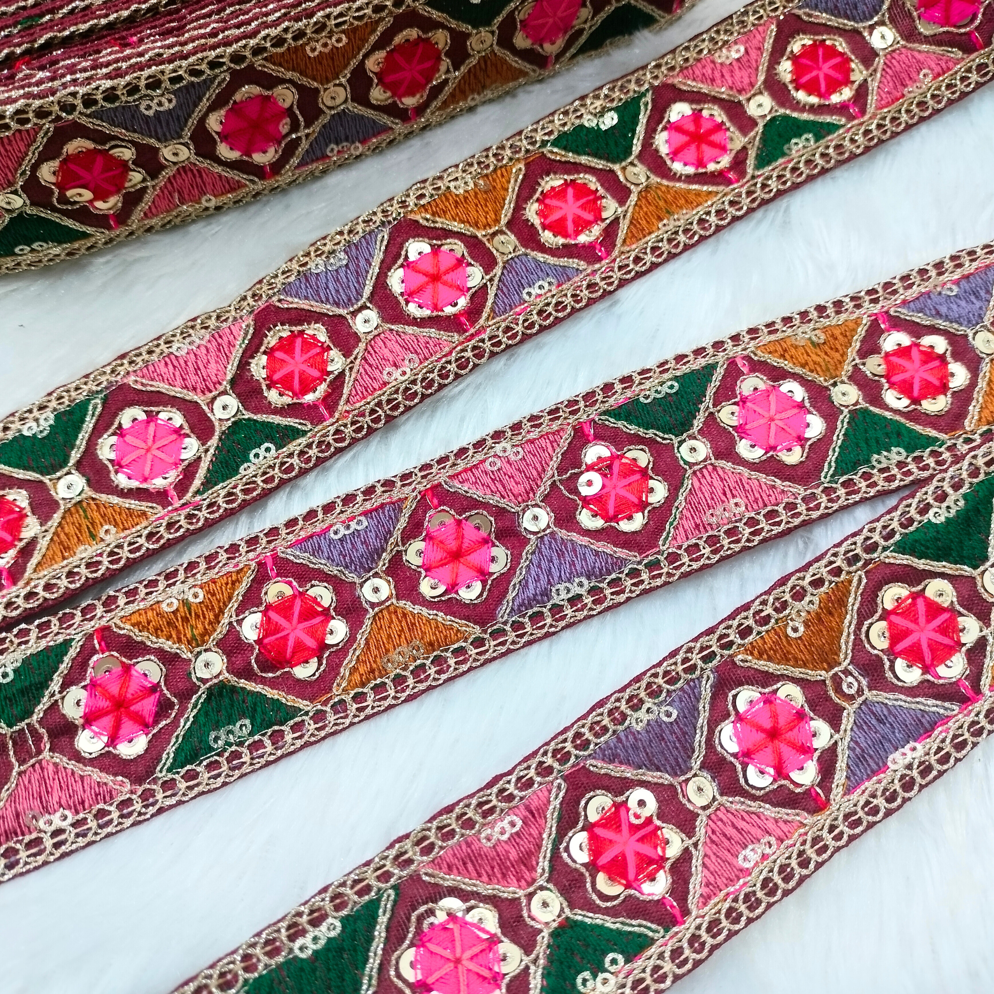 Multicolor Embroidery Tirm