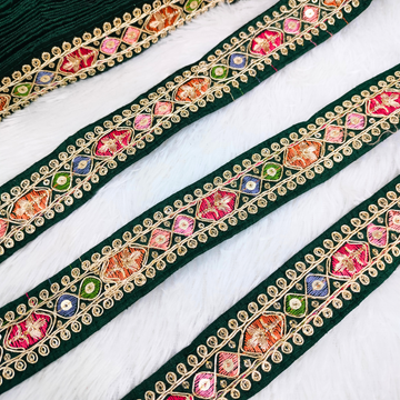 Dark Green Fancy Multicolor Trim
