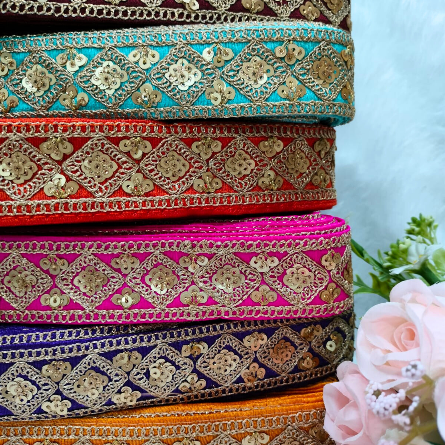 Dark Green Fancy Zari Embellished Trim
