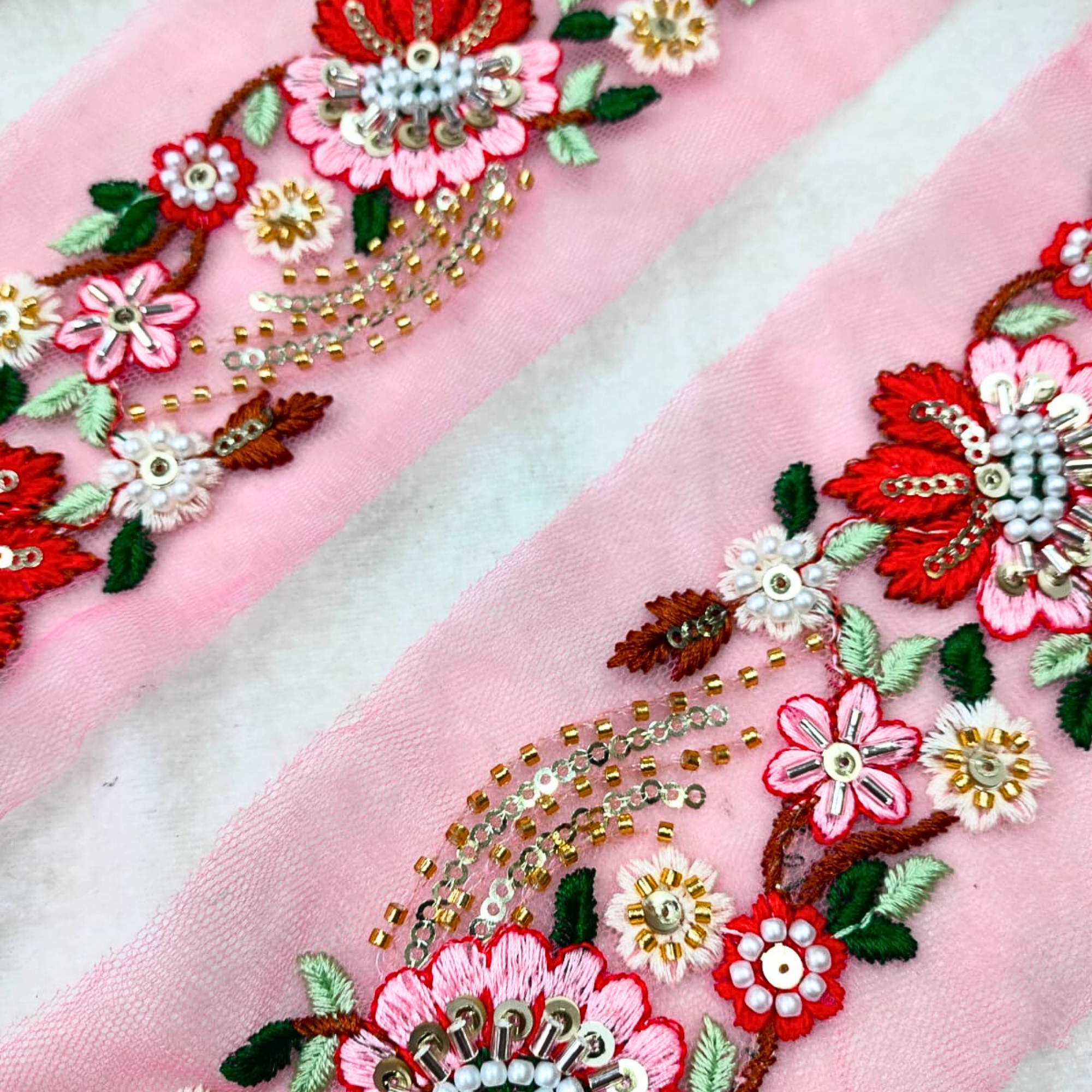 Multicolor Floral Embroidery Trim