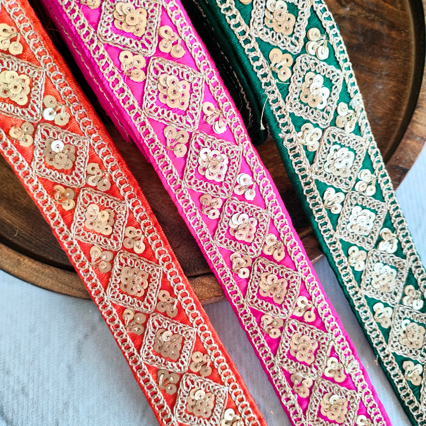 Dark Green Fancy Zari Embellished Trim