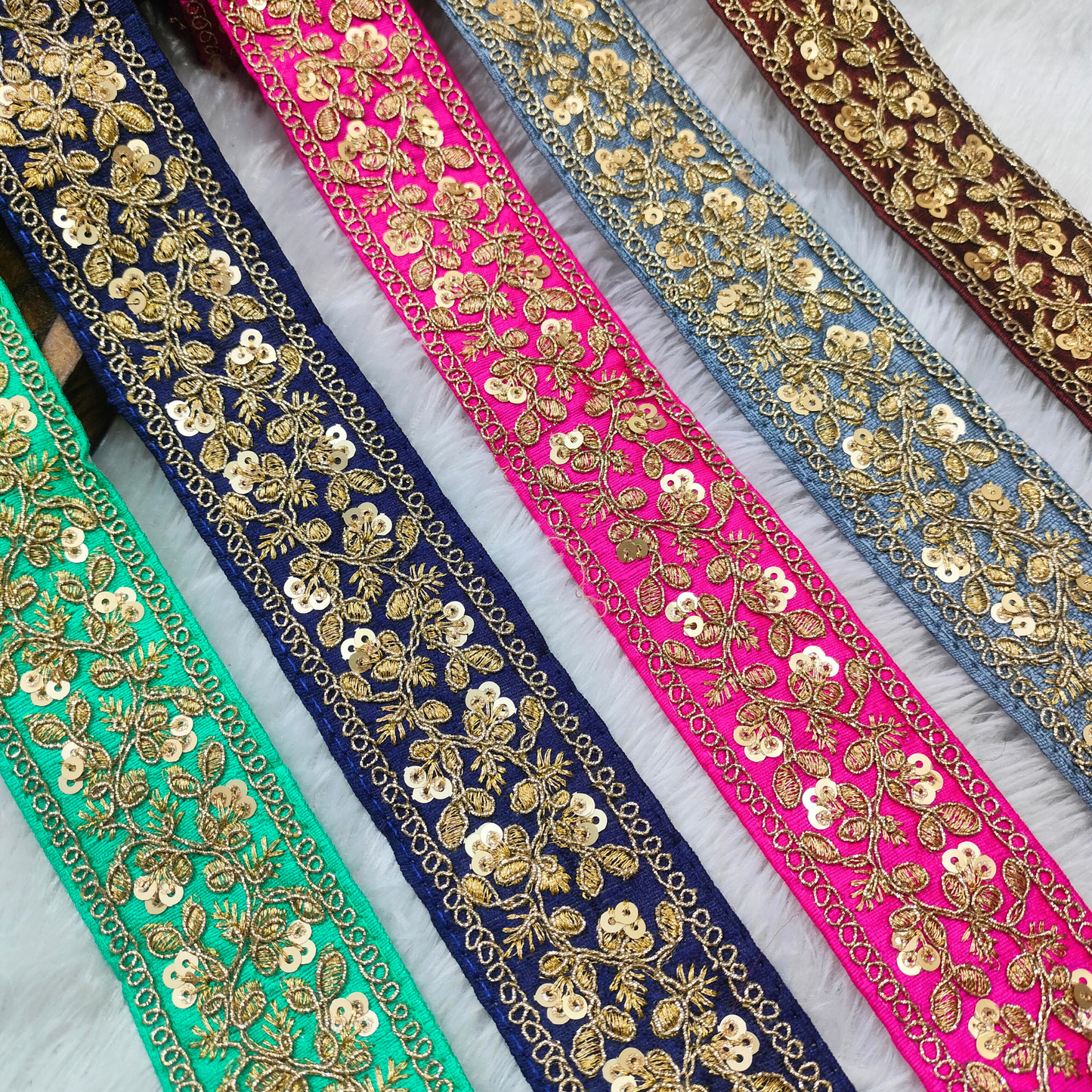 Maroon Fancy Zari Embellished Trim