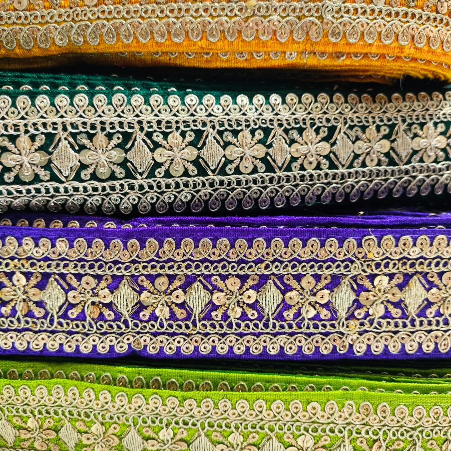 Yellow Fancy Sequin Work Trim