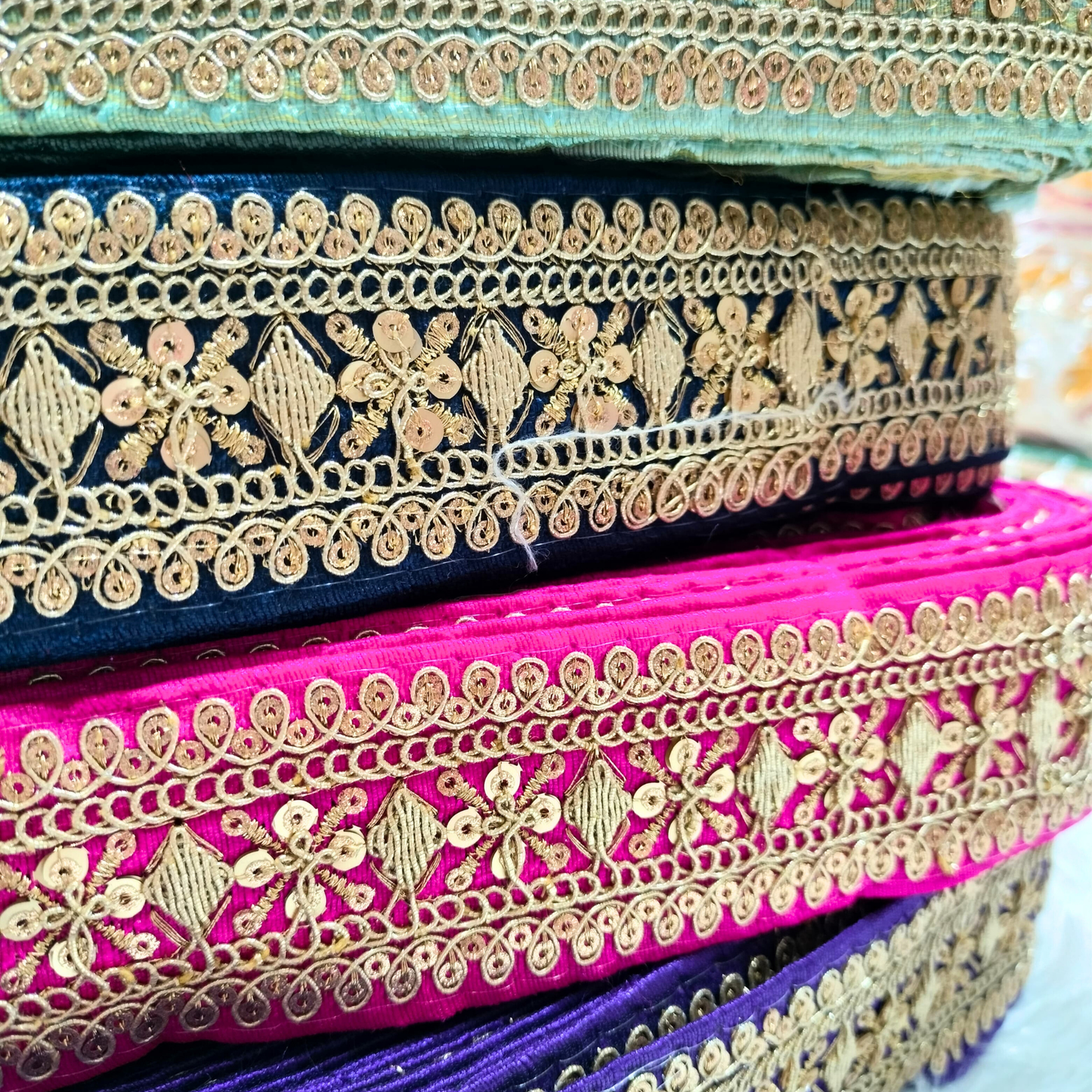 Pink Fancy Sequin Work Trim