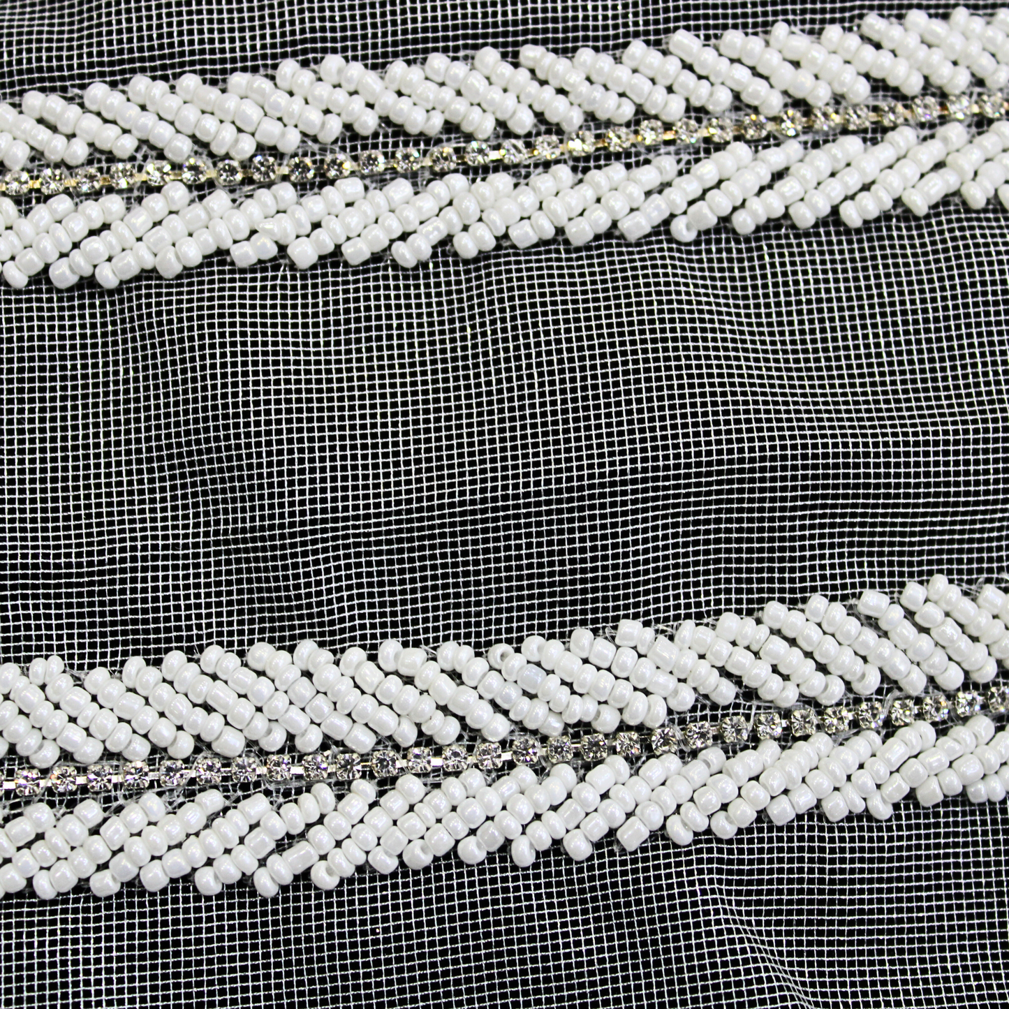 White Beads Embellished Handcrafted Trim