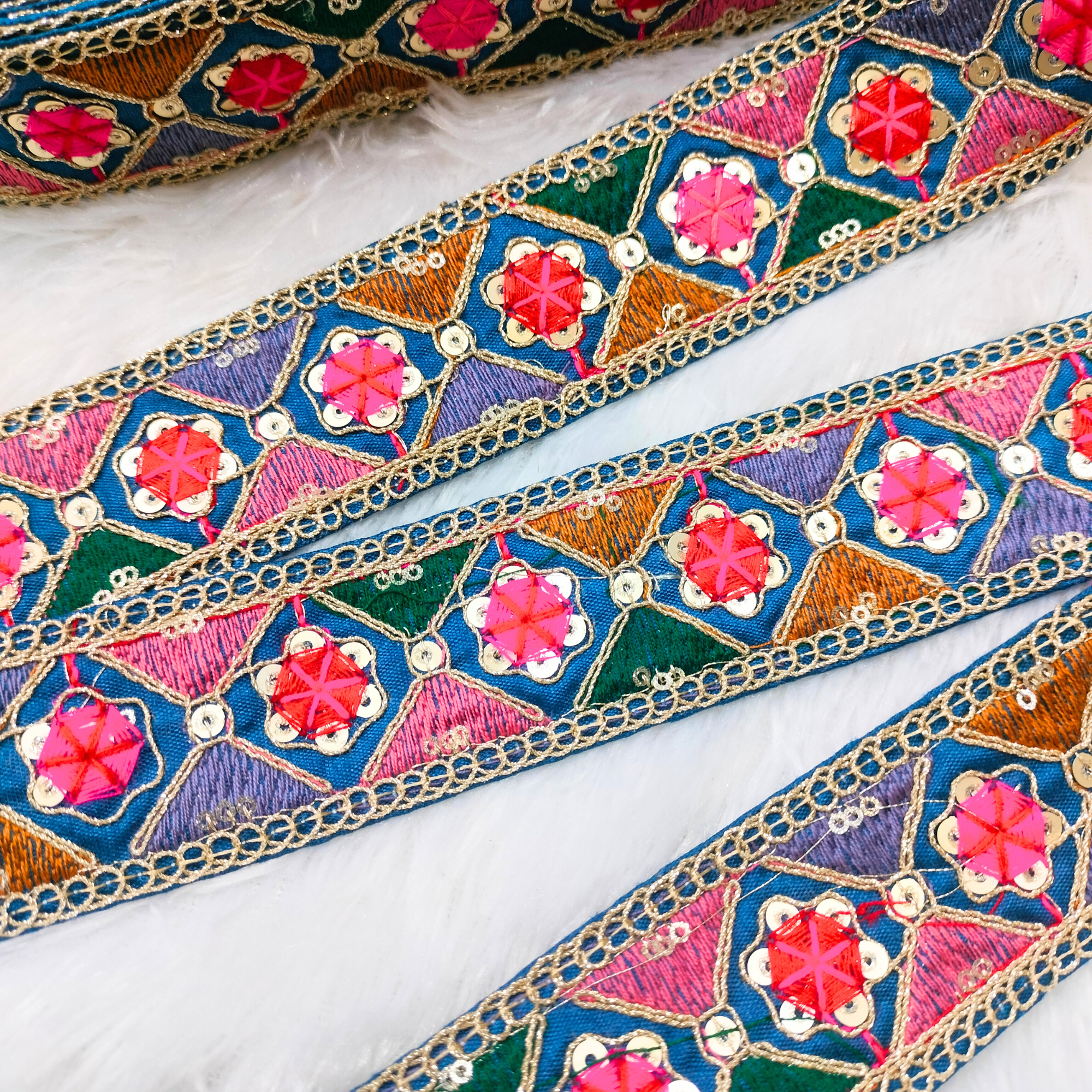 Multicolor Embroidery Tirm