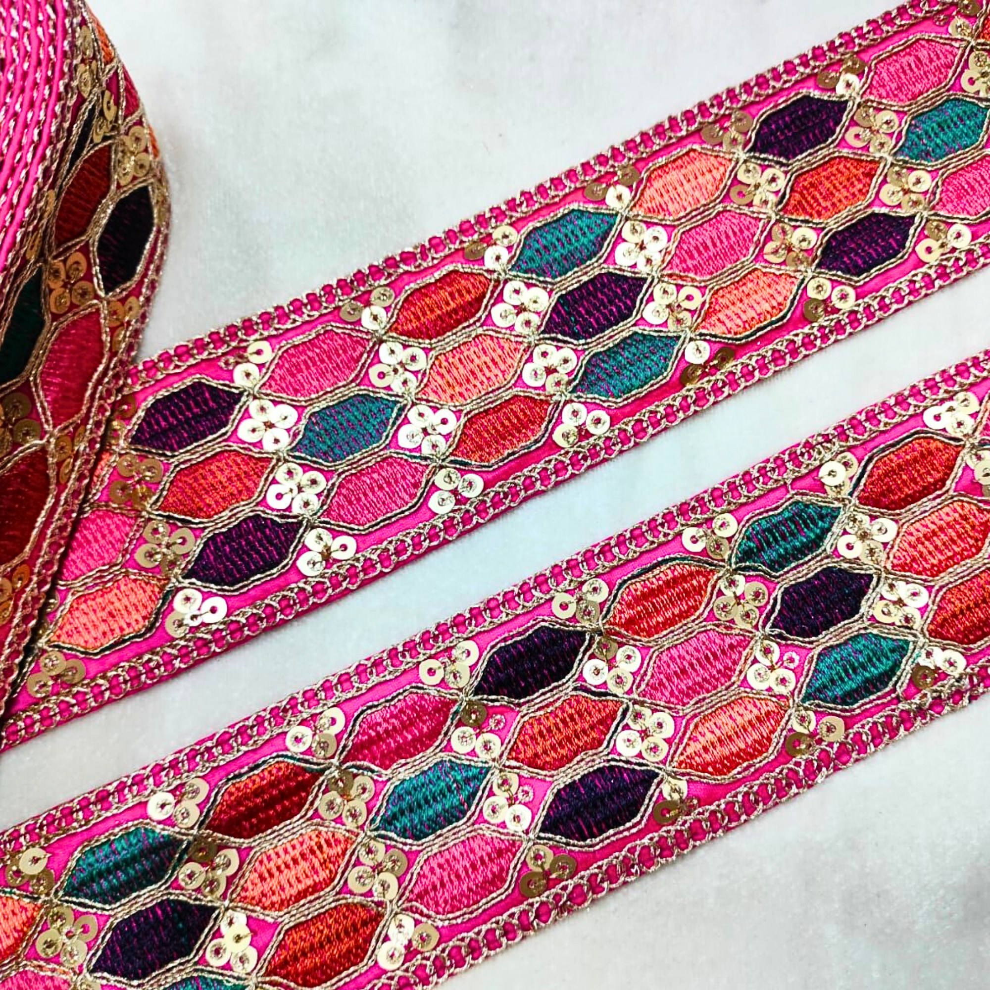 Multicolor Embroidery Work Lace