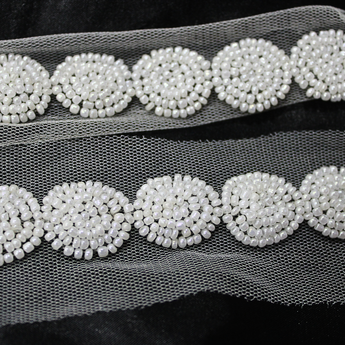 White Circular Pearl Handcrafted Trim