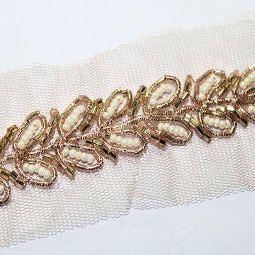 Rose Gold Embellished Handwork Lace