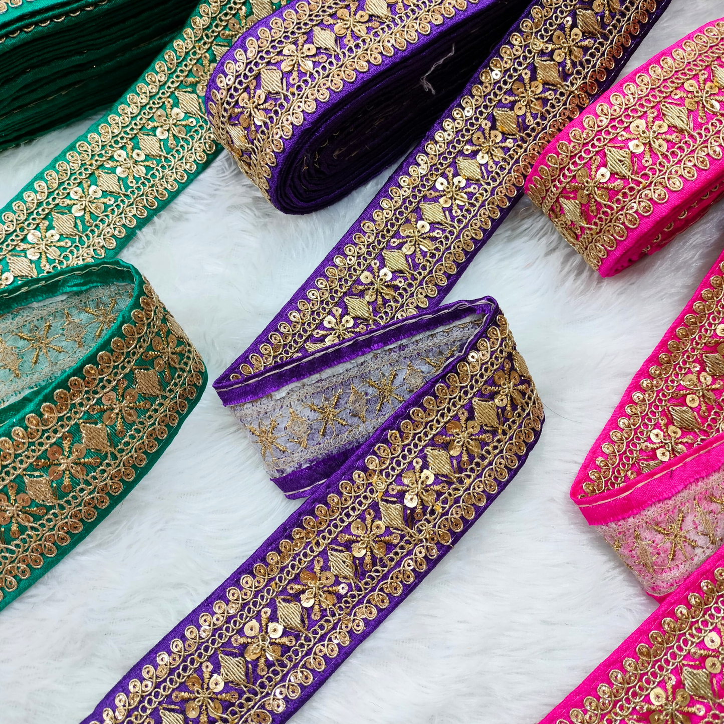 Yellow Fancy Sequin Work Trim