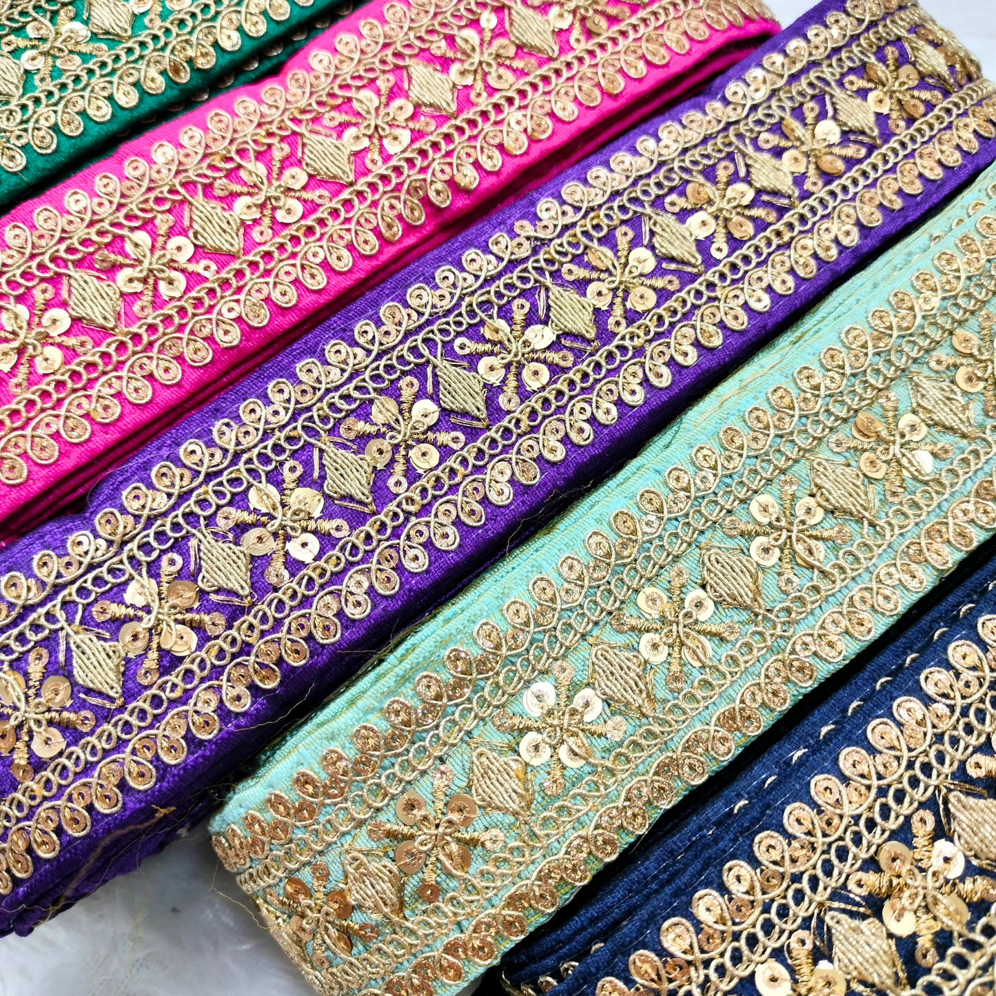Yellow Fancy Sequin Work Trim