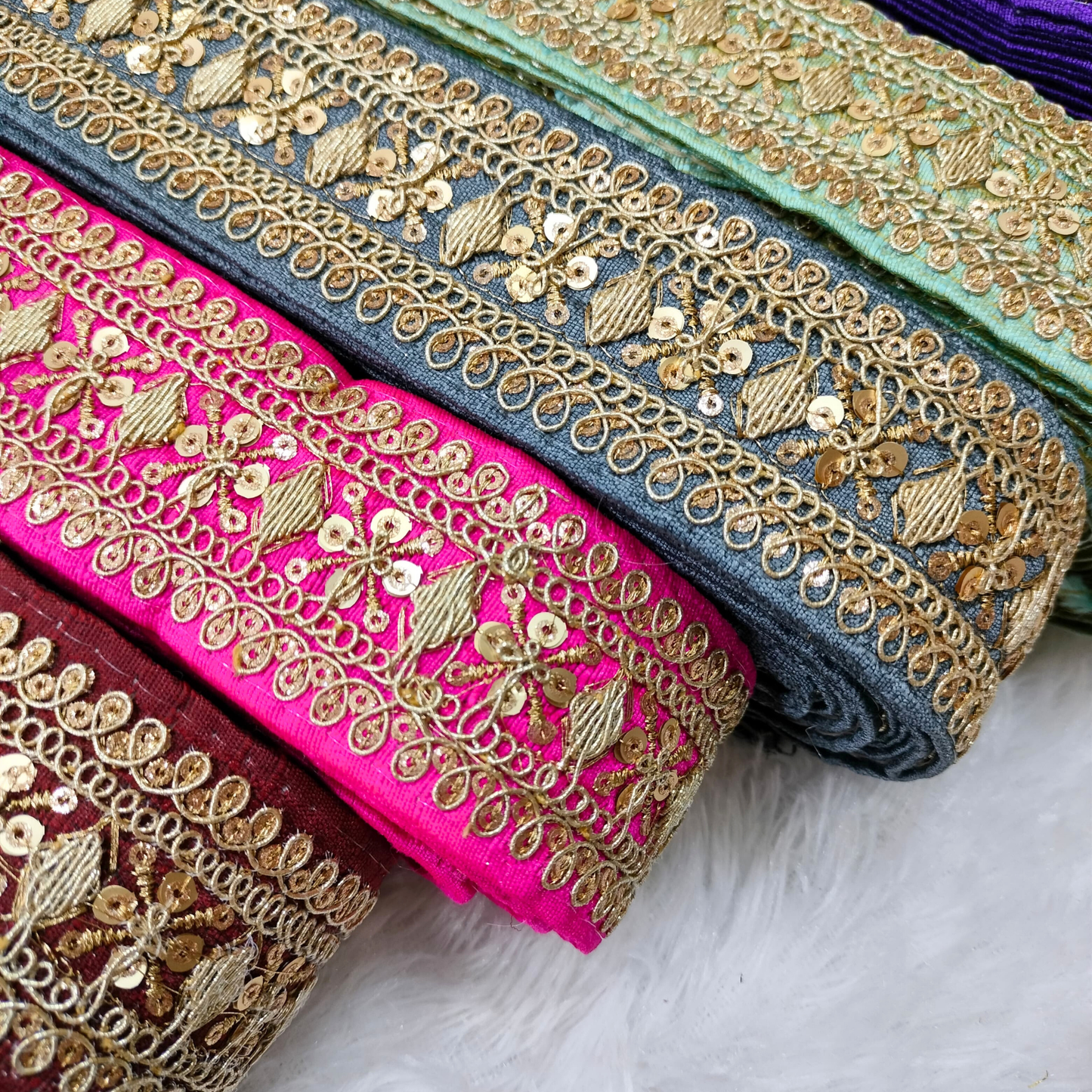 Yellow Fancy Sequin Work Trim