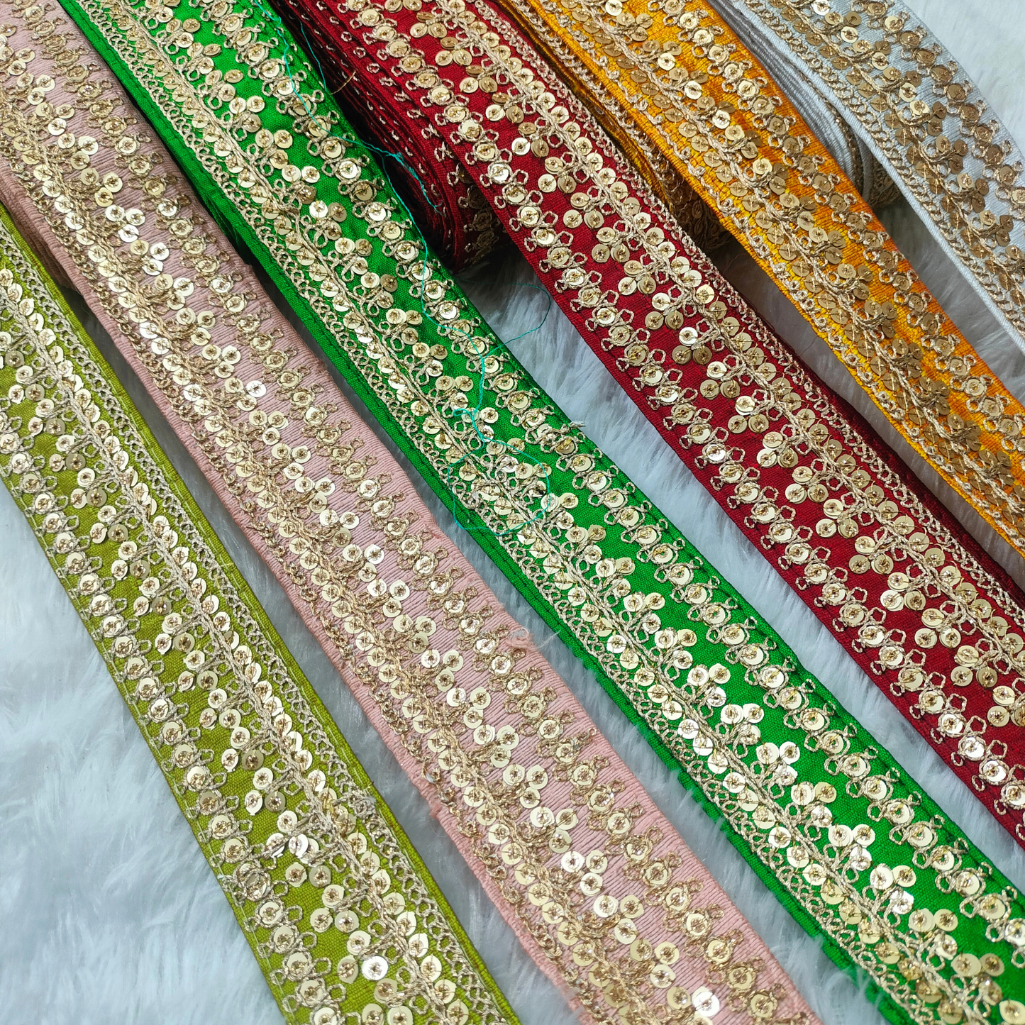 Orange Fancy Zari And Sequin Trim