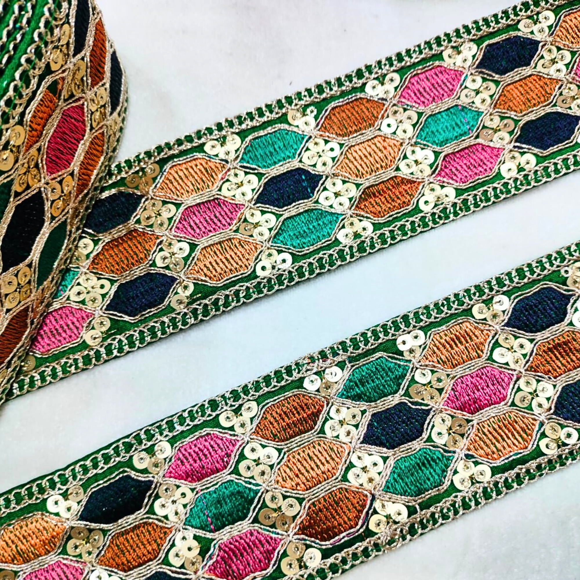 Multicolor Embroidery Work Lace