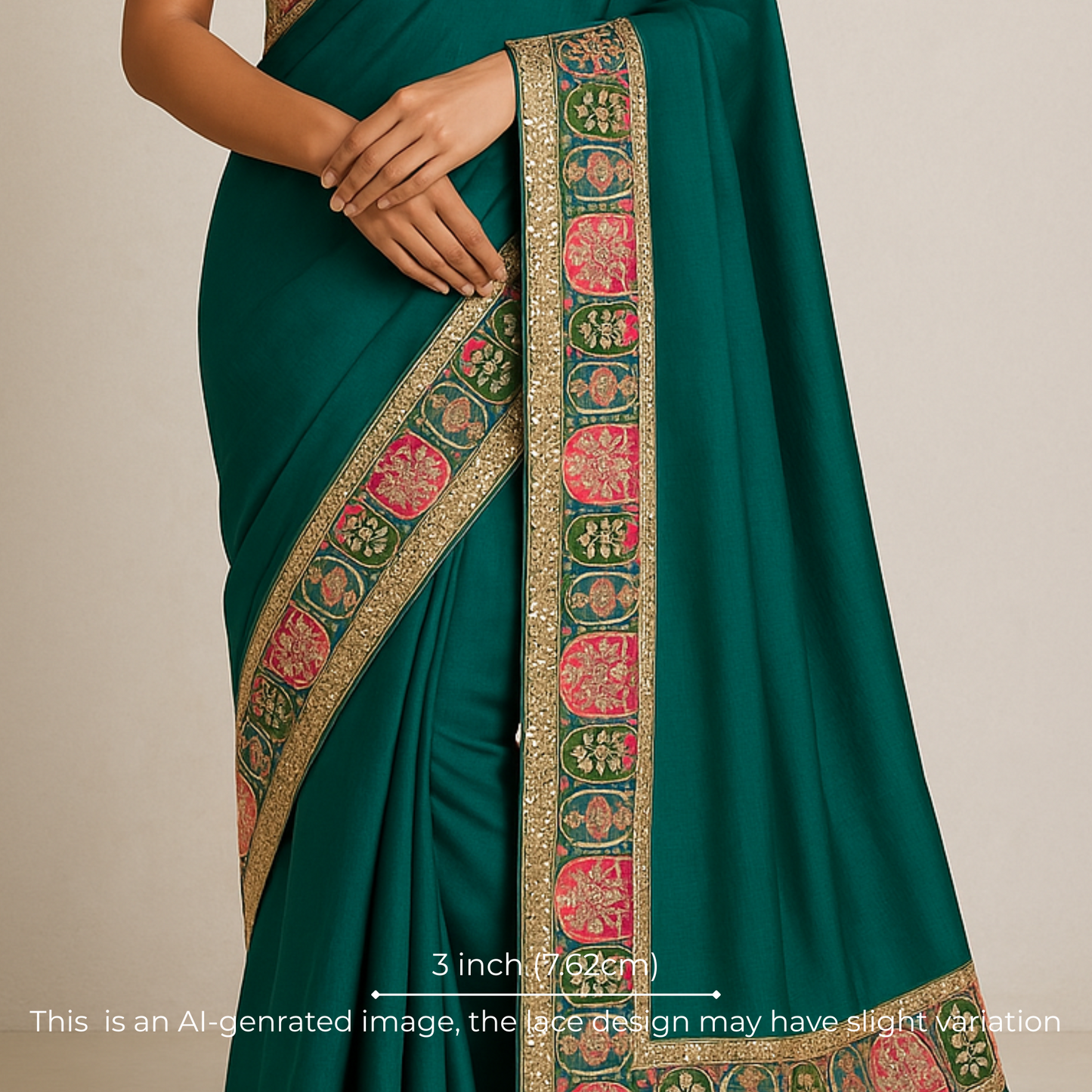 Green Multicolor Zari Work Lace
