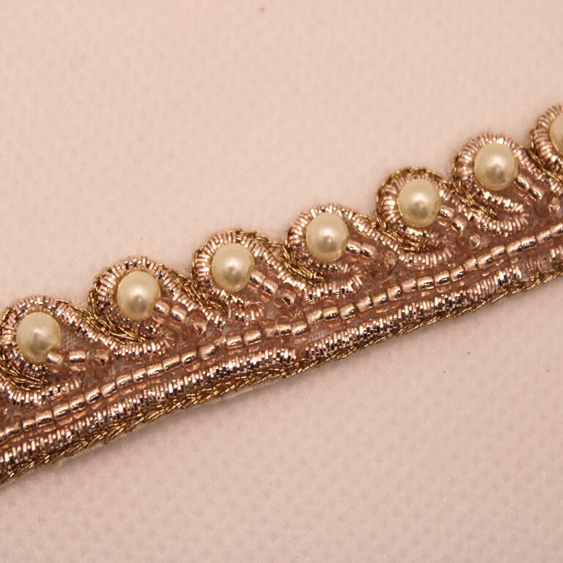 Rose Gold Shimmer Beads Embroidered Handwork Lace