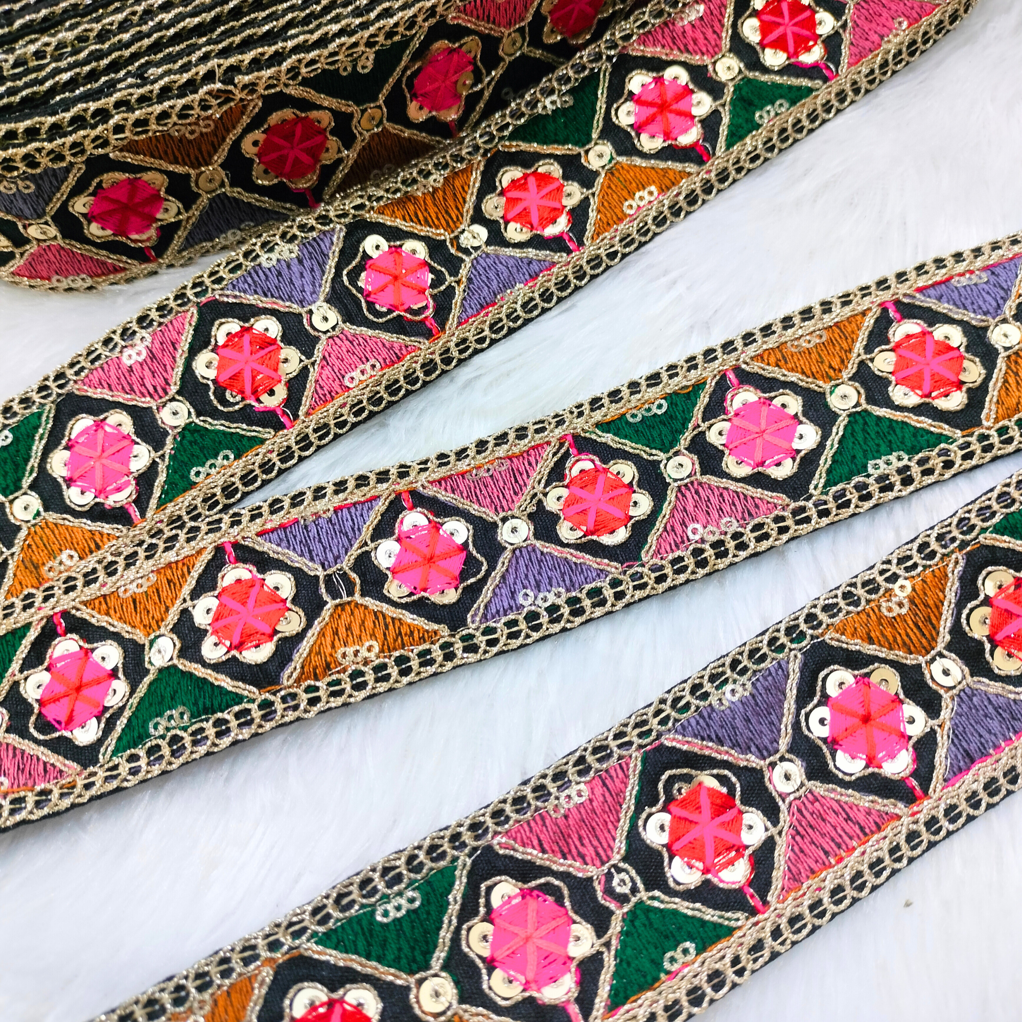 Multicolor Embroidery Tirm