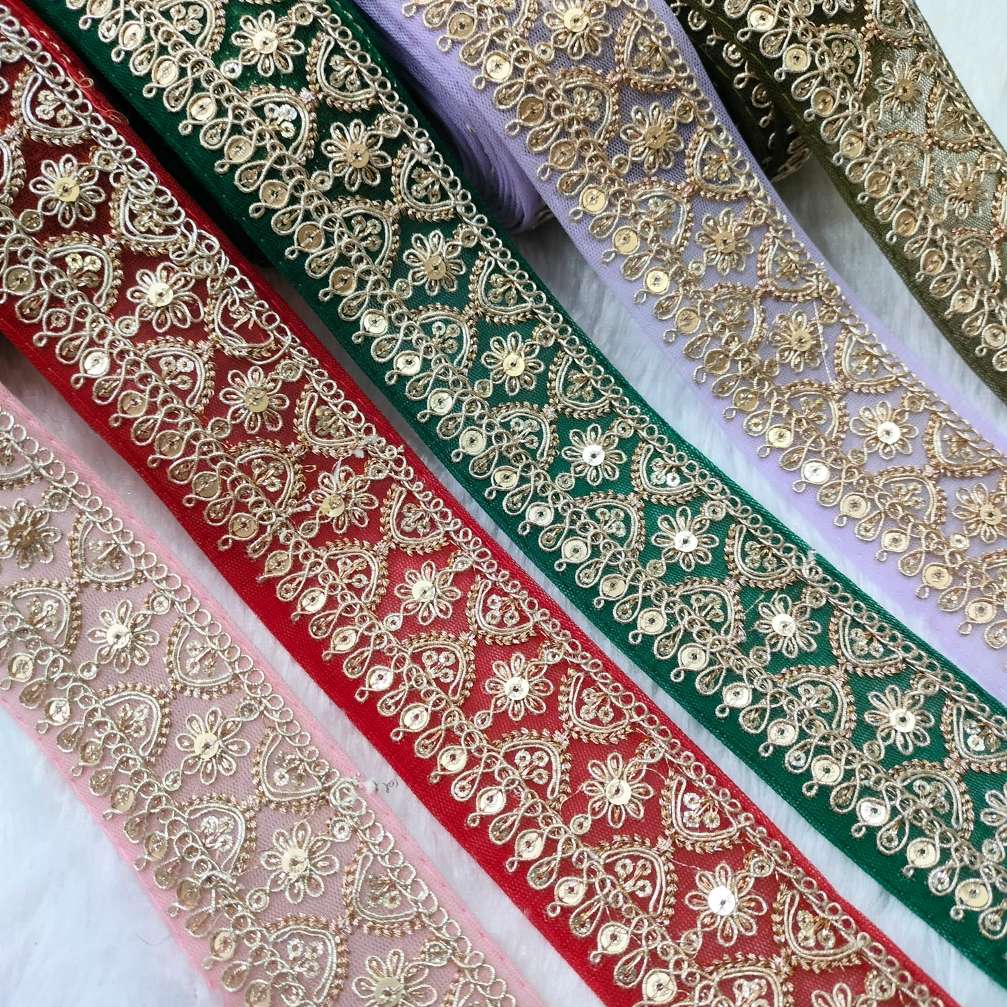 Fancy Maroon Embellished Trim