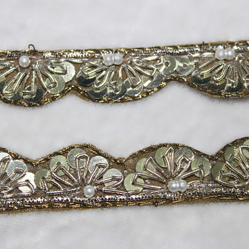 Golden Pearl & Sequin Zari Lace