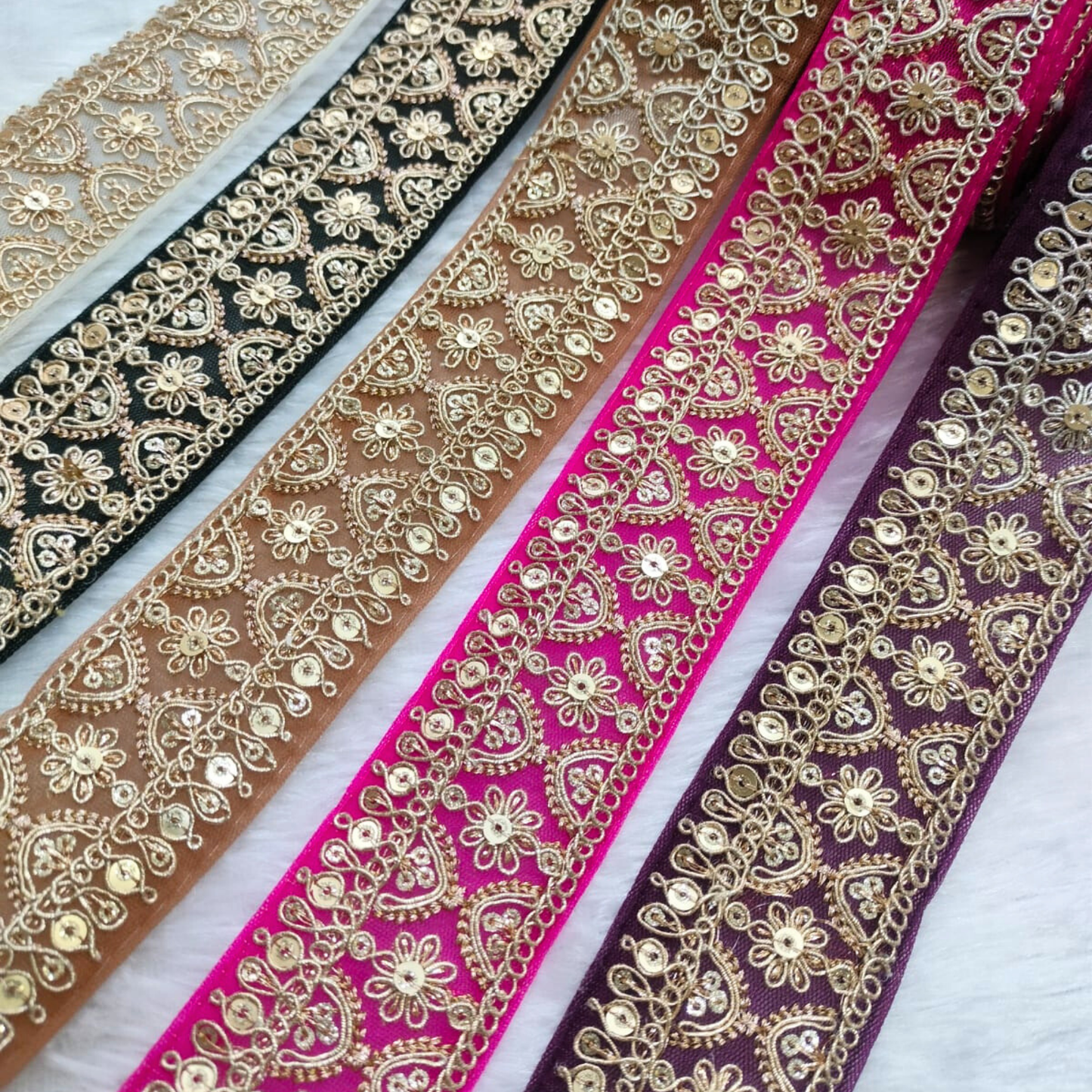 Fancy Maroon Embellished Trim