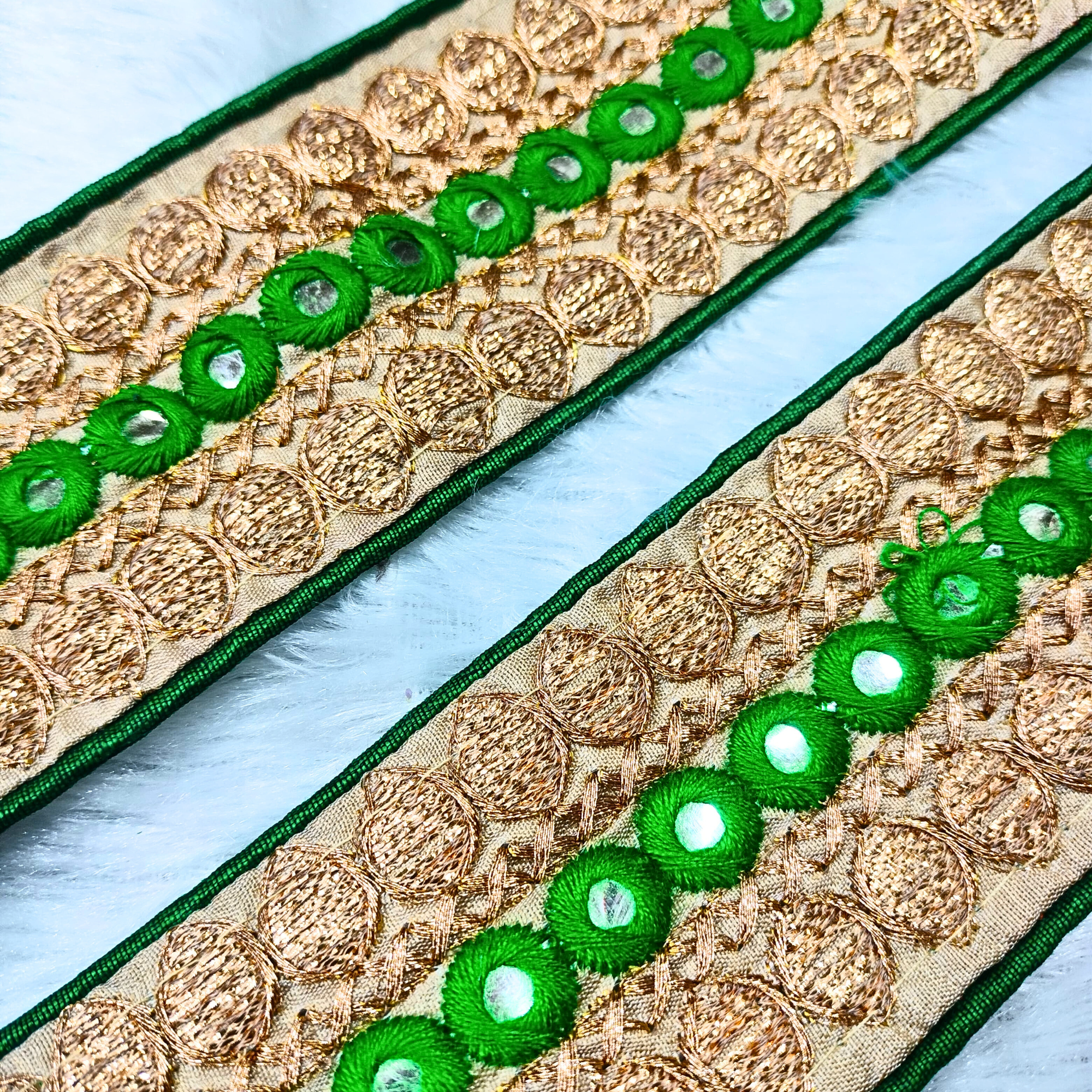 Green Fancy Zari and Thread Work Embroidered Border