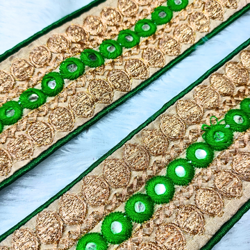 Green Fancy Zari and Thread Work Embroidered Border
