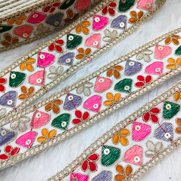 Multicolor Embroidery Tirm