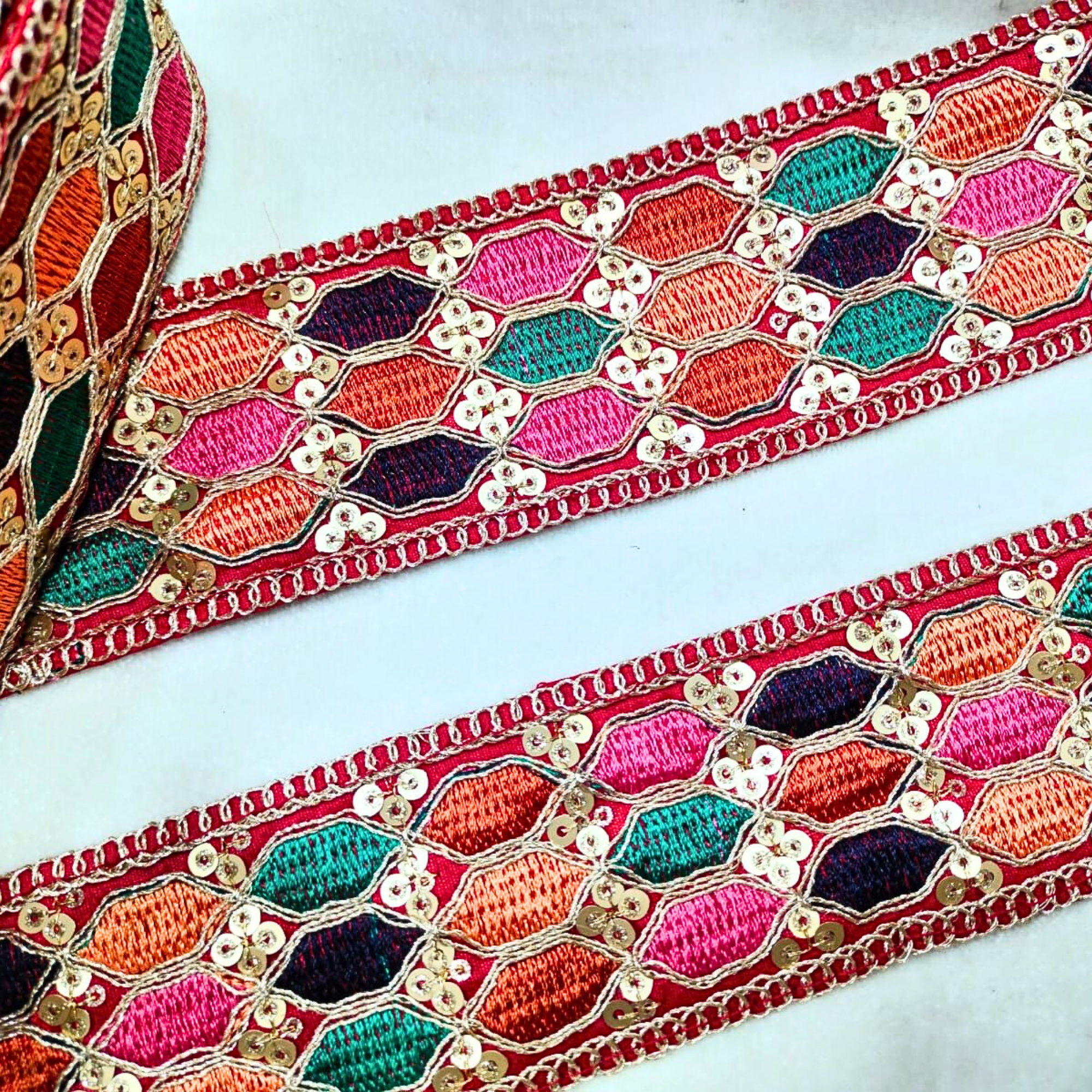 Multicolor Embroidery Work Lace