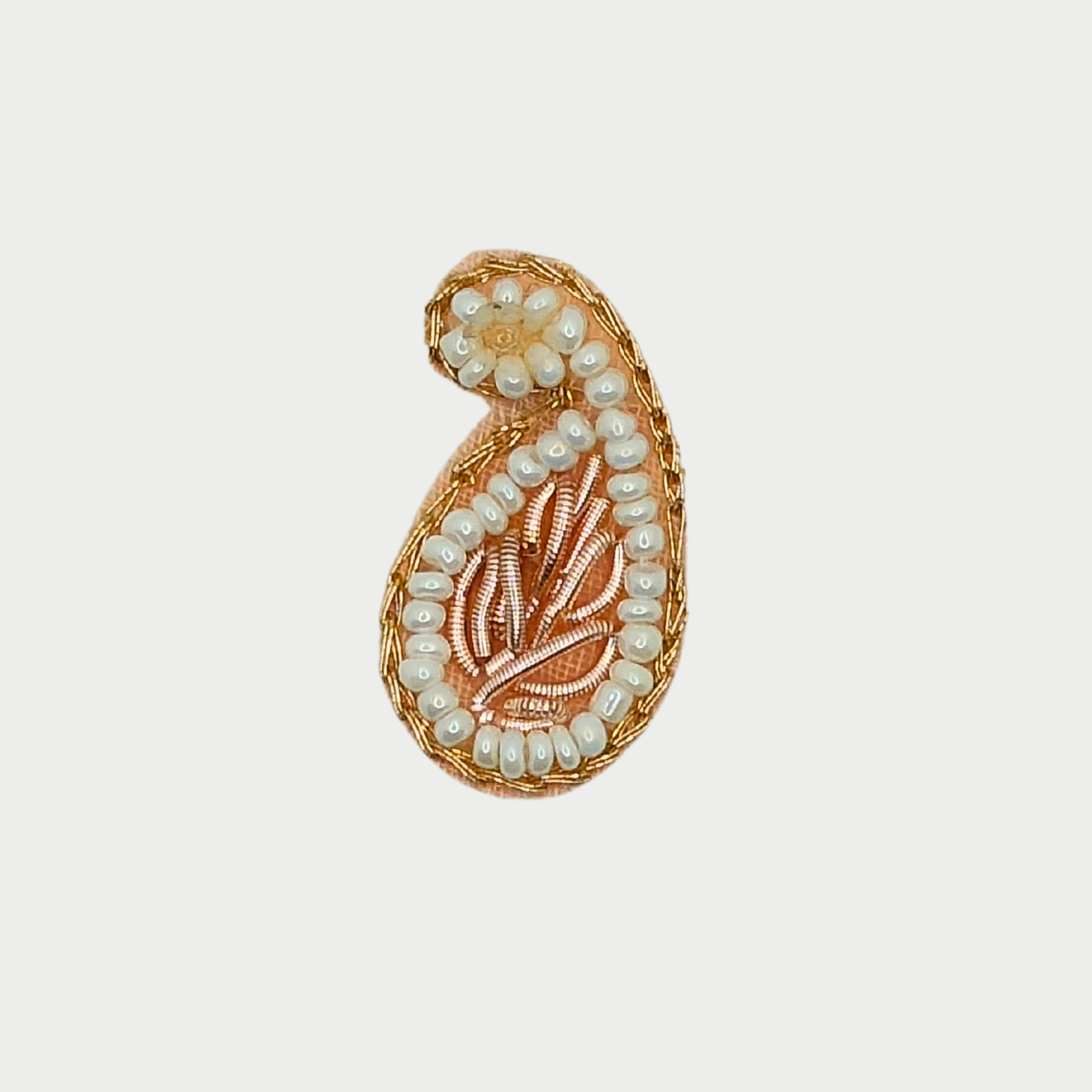 Rose Gold Zardosi Patch with White Pearls