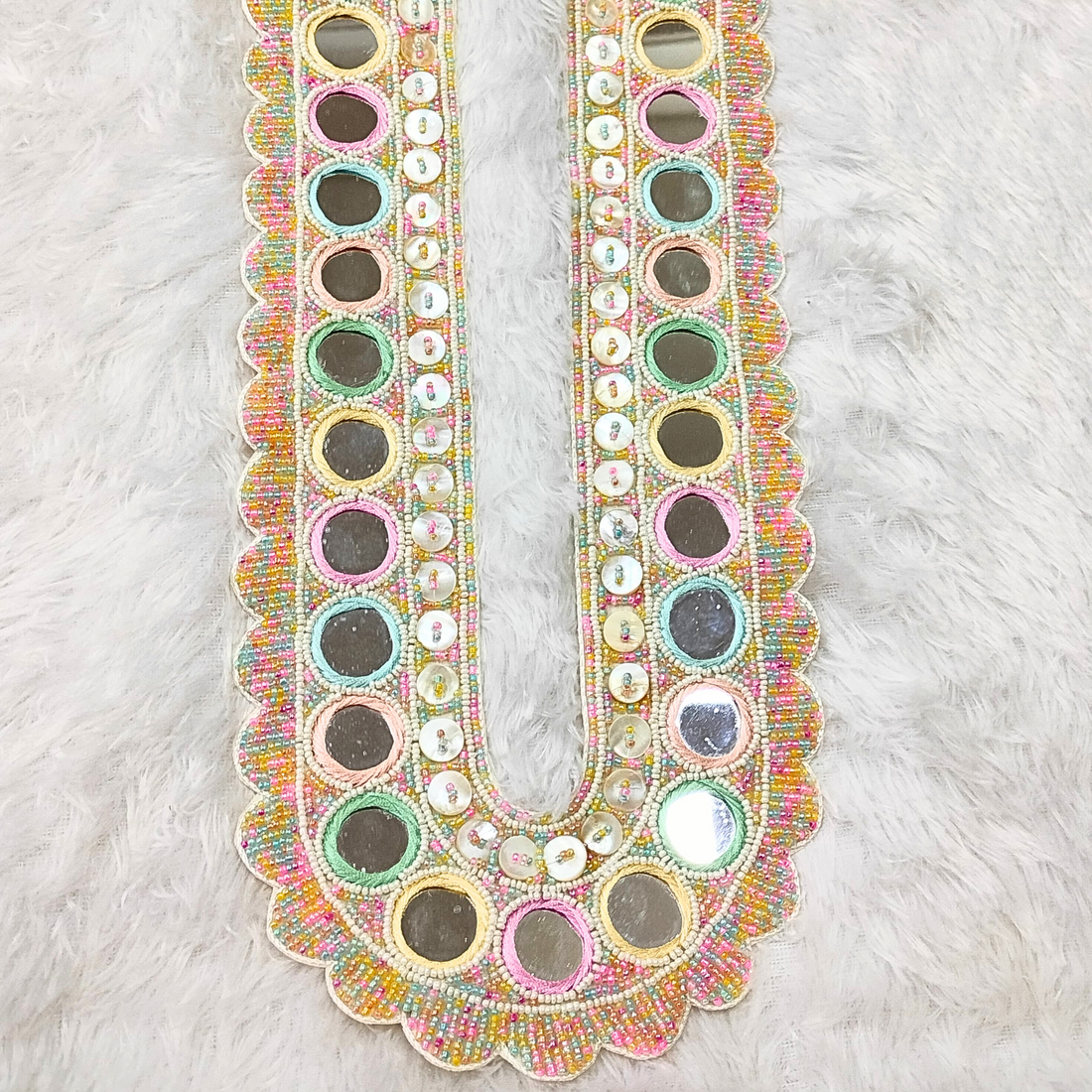 Handmade Multicolor Mirror Work Neck Patch