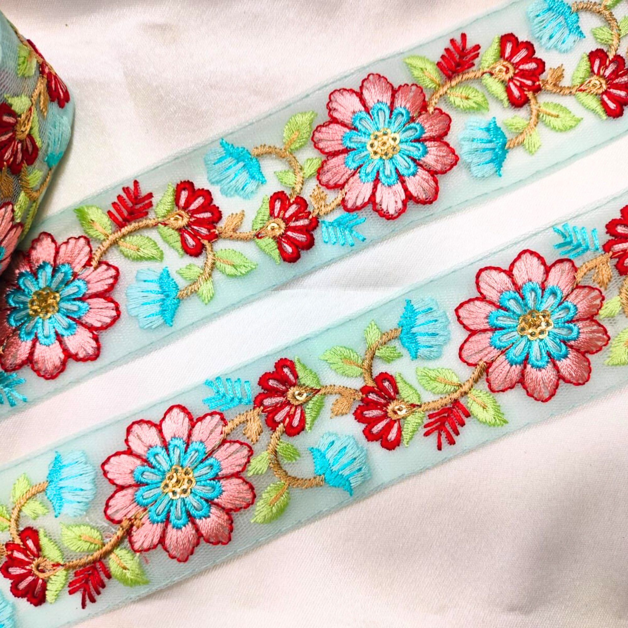 Multicolor Embroidered Trim