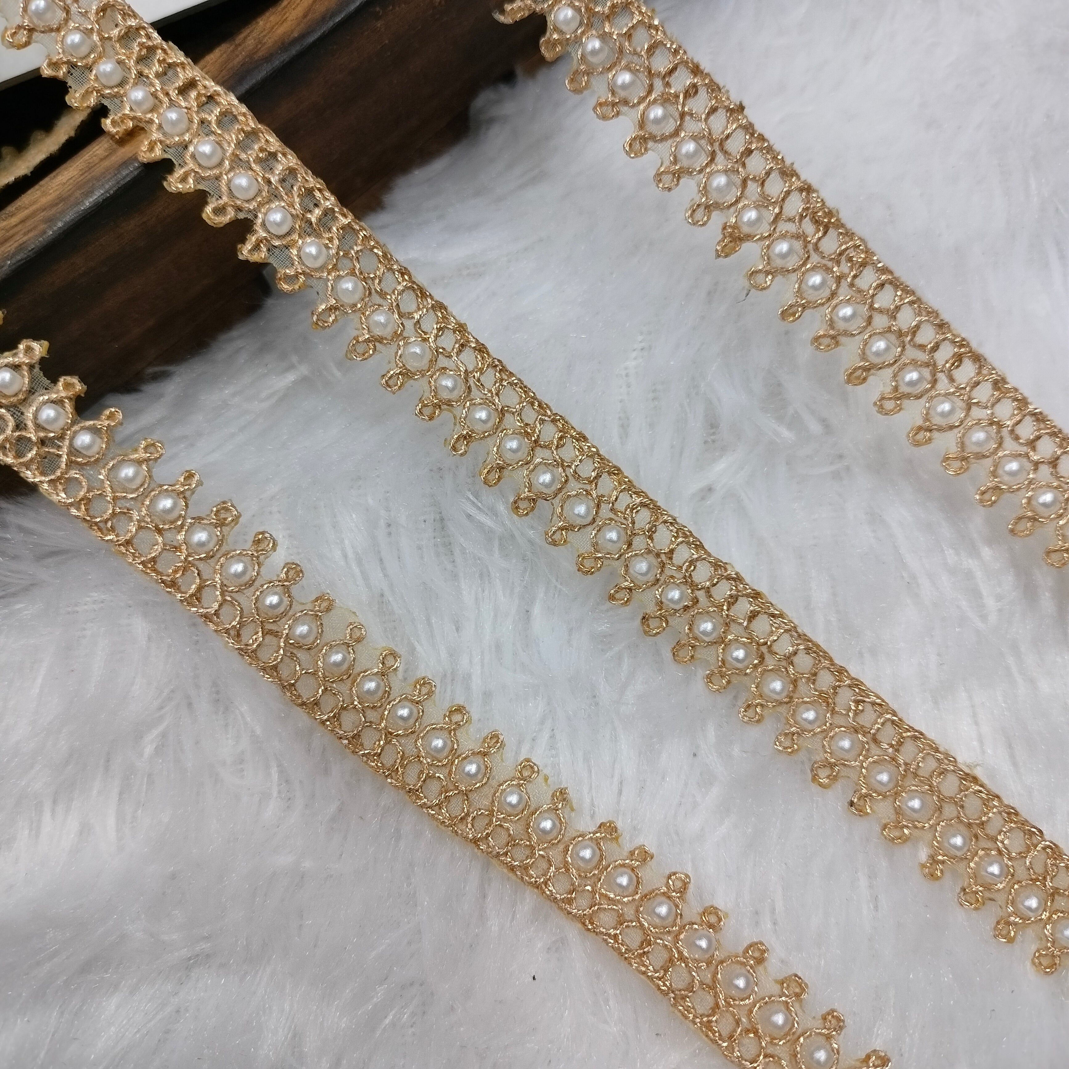 Pearl Embellished Crochet Lace Trim for Designer Wear – Our Knots