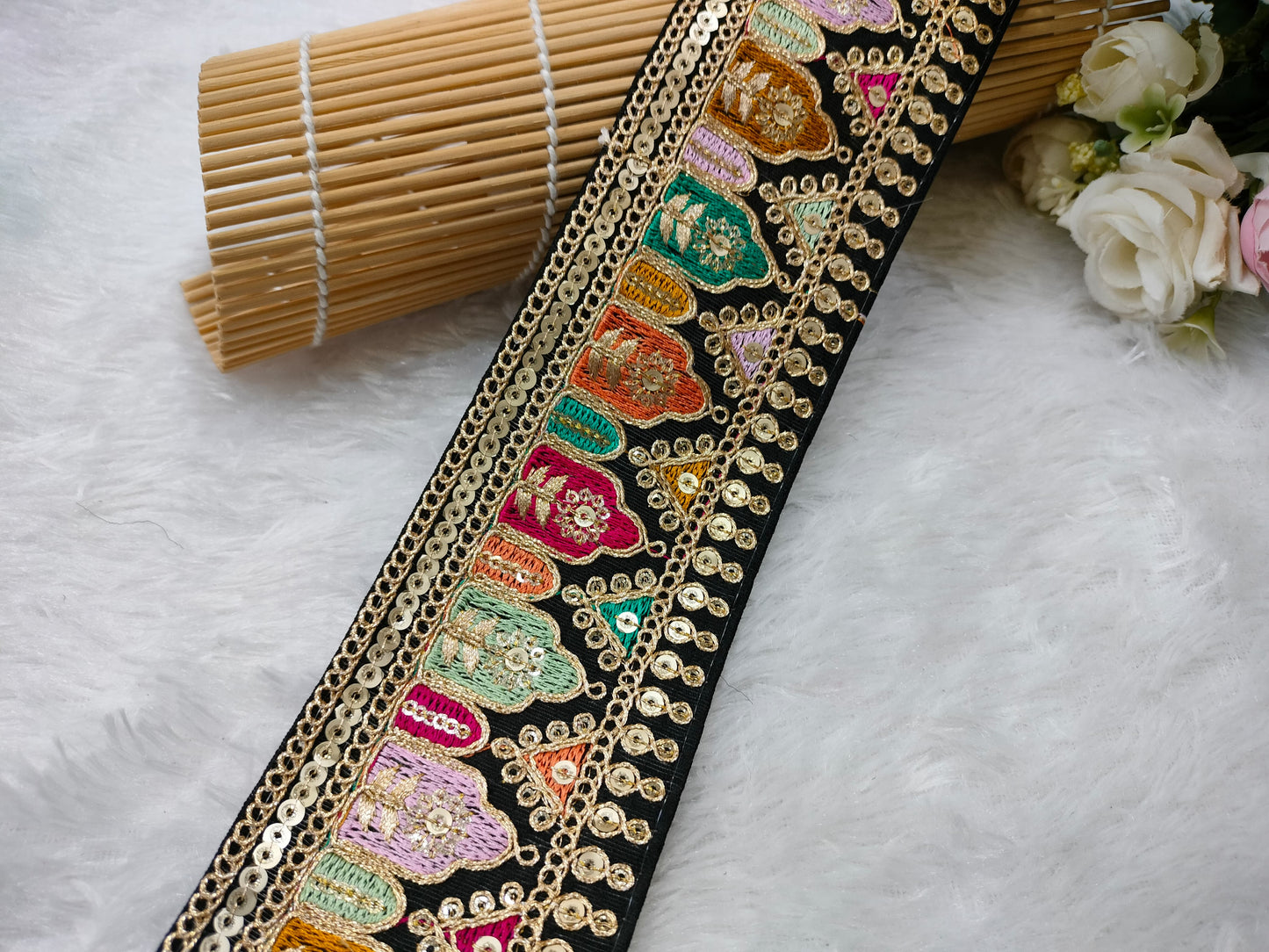 Black Fancy Embroidery Work Lace